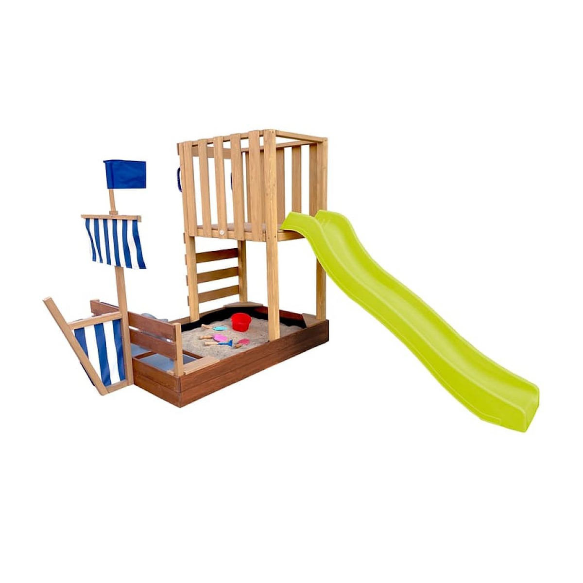 Axi House Tour Vicky avec bac à sable toboggan vert citron