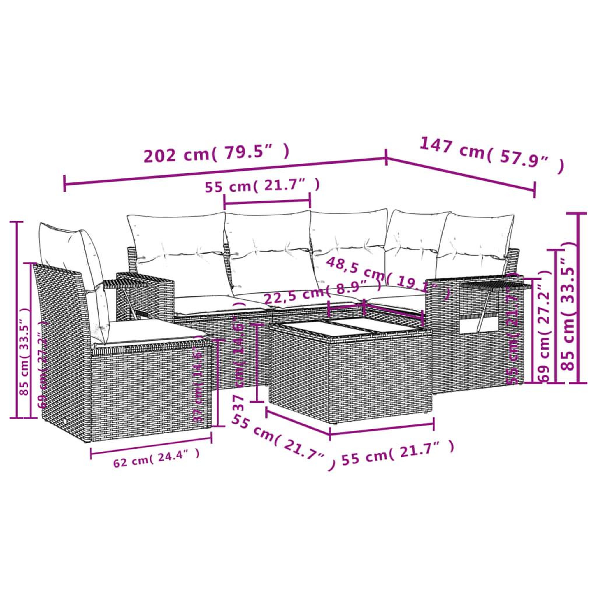 Voir la diapositive 4 : VIDAXL Salon de jardin avec coussins 6 pcs beige resine tressee