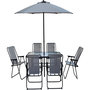 Voir la diapositive 1 : Habitat et Jardin Table et chaises de jardin avec parasol en métal  Convivia  - 6 places - Gris clair