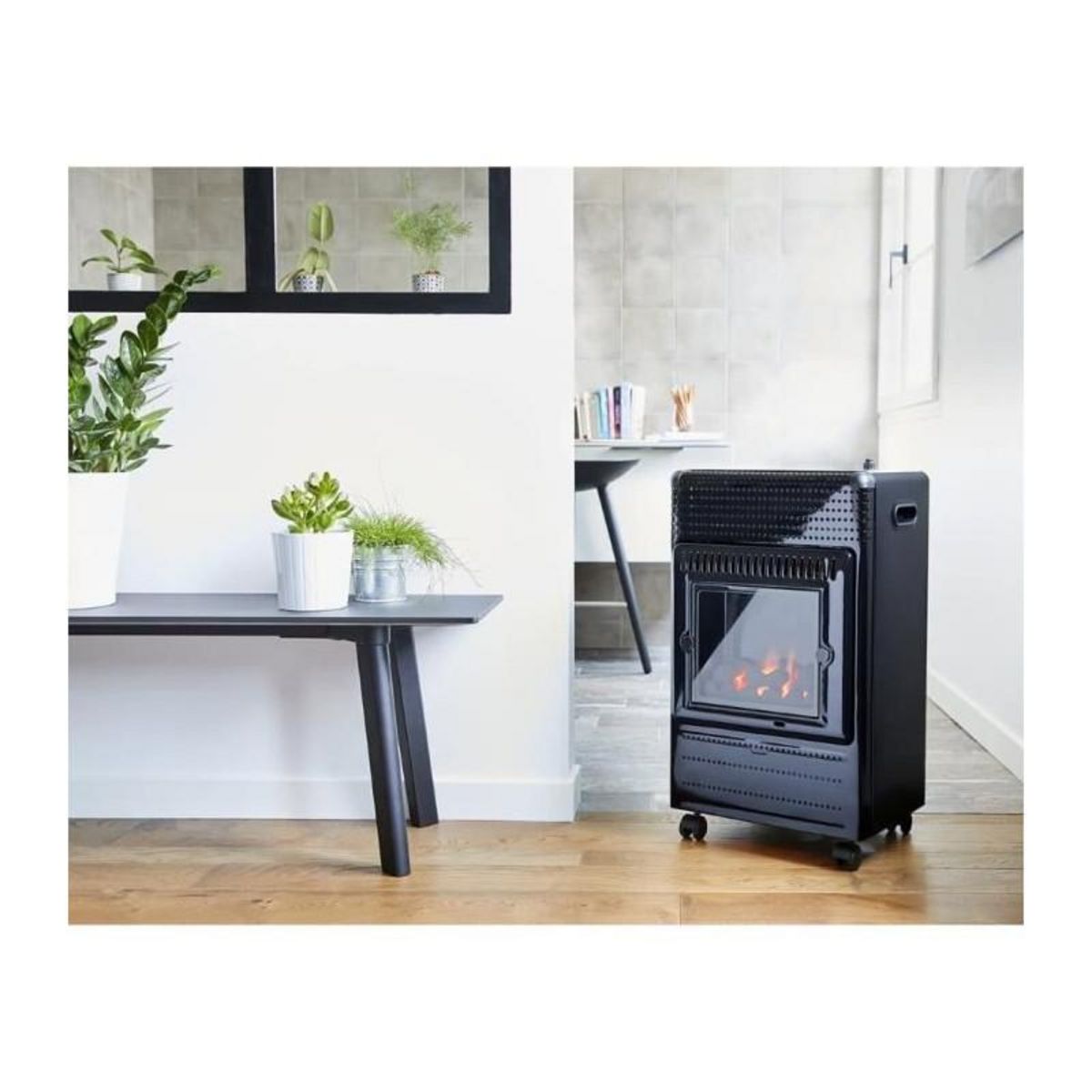 FAVEX Favex Recommande par Butagaz -Ektor Fire -3400 Watts -Chauffage dappoint gaz Butane -Infrableu - Flammes apparentes - 3 puissanc