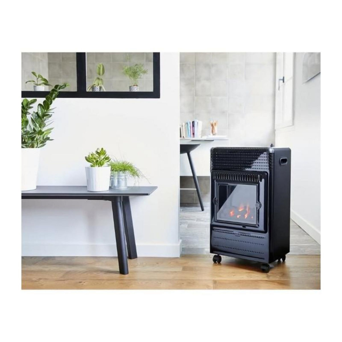 FAVEX Favex Recommande par Butagaz -Ektor Fire -3400 Watts -Chauffage dappoint gaz Butane -Infrableu - Flammes apparentes - 3 puissanc