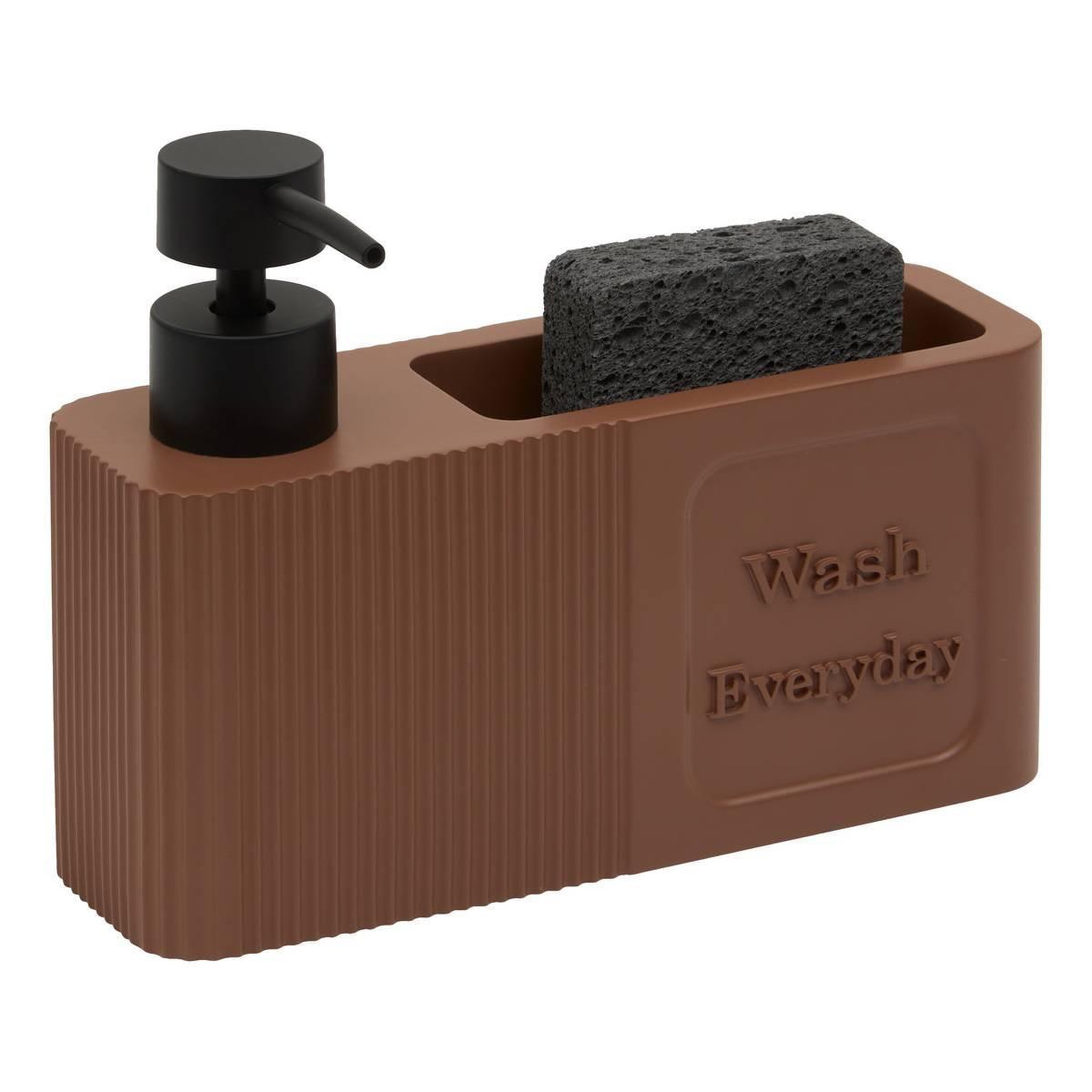FIVE Distributeur de Savon Avec Éponge  Terra  19cm Marron