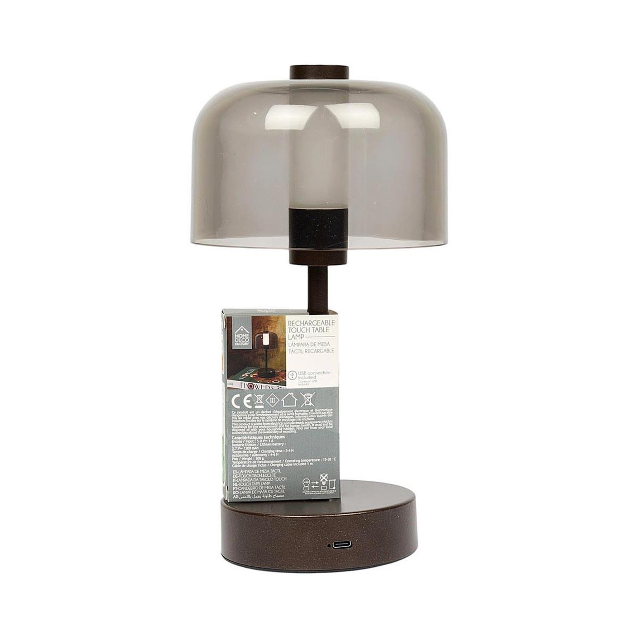 Voir la diapositive 5 : The Home Deco Factory Lampe à poser tactile rechargeable  led  24cm marron