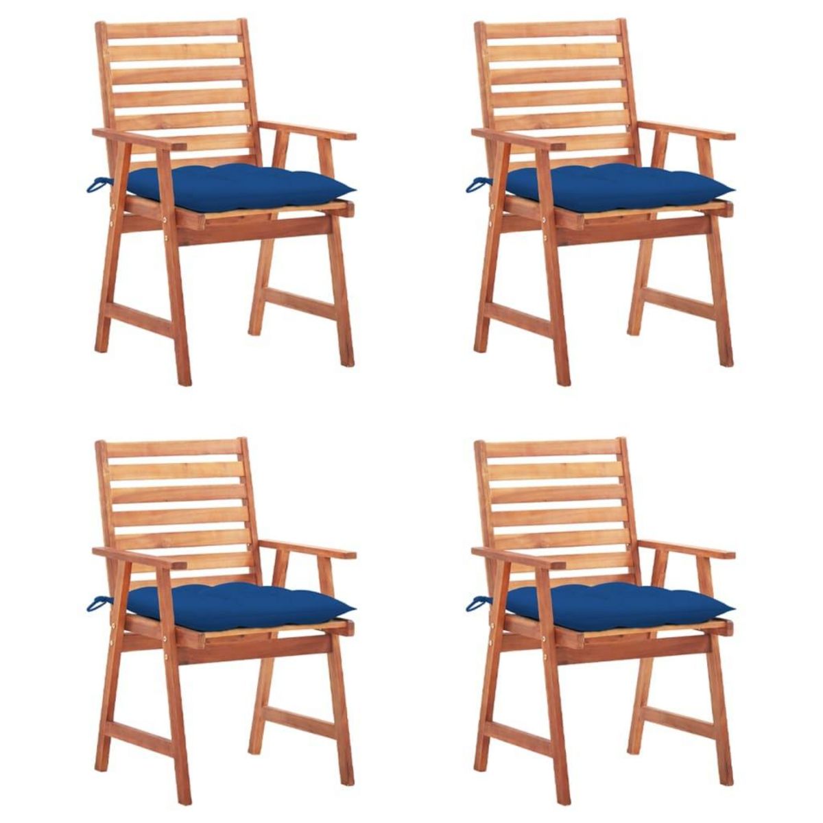 VIDAXL Chaises a manger d'exterieur lot de 4 et coussins Acacia massif