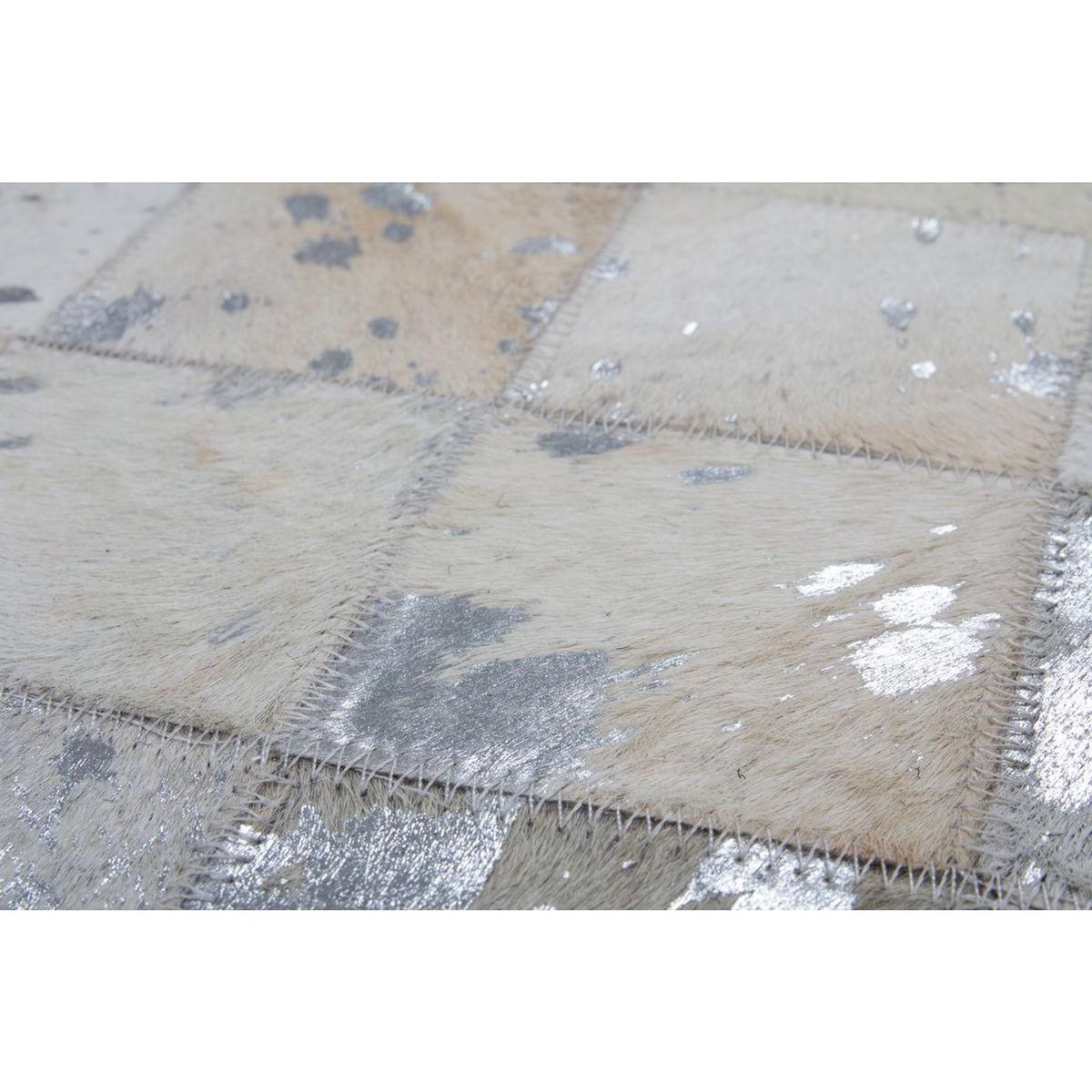 Paris Prix Tapis en Cuir Effet Mosaïque  Lavish  Gris & Argent