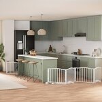 VIDAXL Barriere pour chien porte pliable 8panneaux blanc bois peuplier