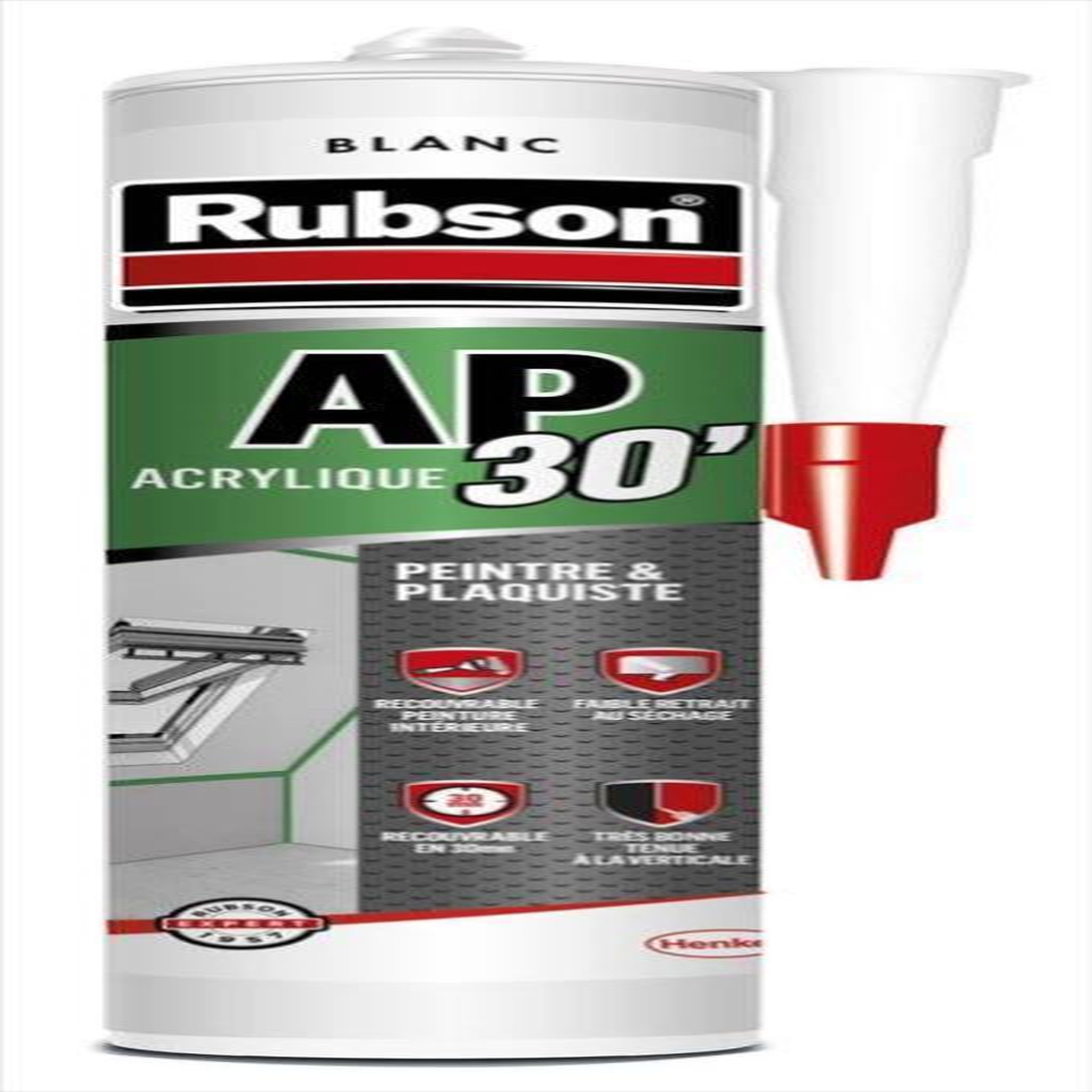 rubson Mastic d'étanchéité mur et boiserie intérieur RUBSON AP30 blanc 300ml