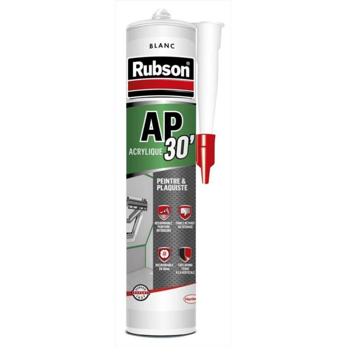 rubson Mastic d'étanchéité mur et boiserie intérieur RUBSON AP30 blanc 300ml