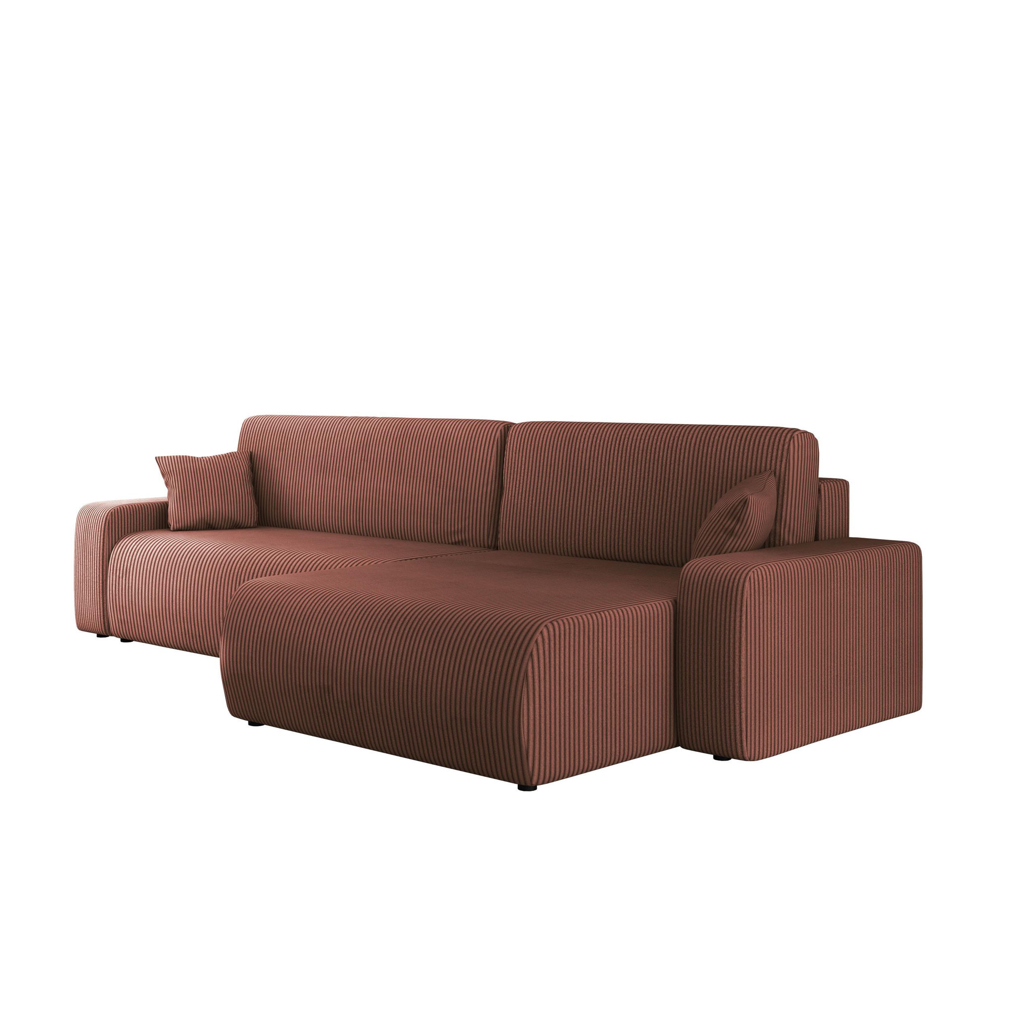 Voir la diapositive 6 : BEST MOBILIER Artemisa - canapé d'angle réversible 5 places convertible avec coffre en velours côtelé
