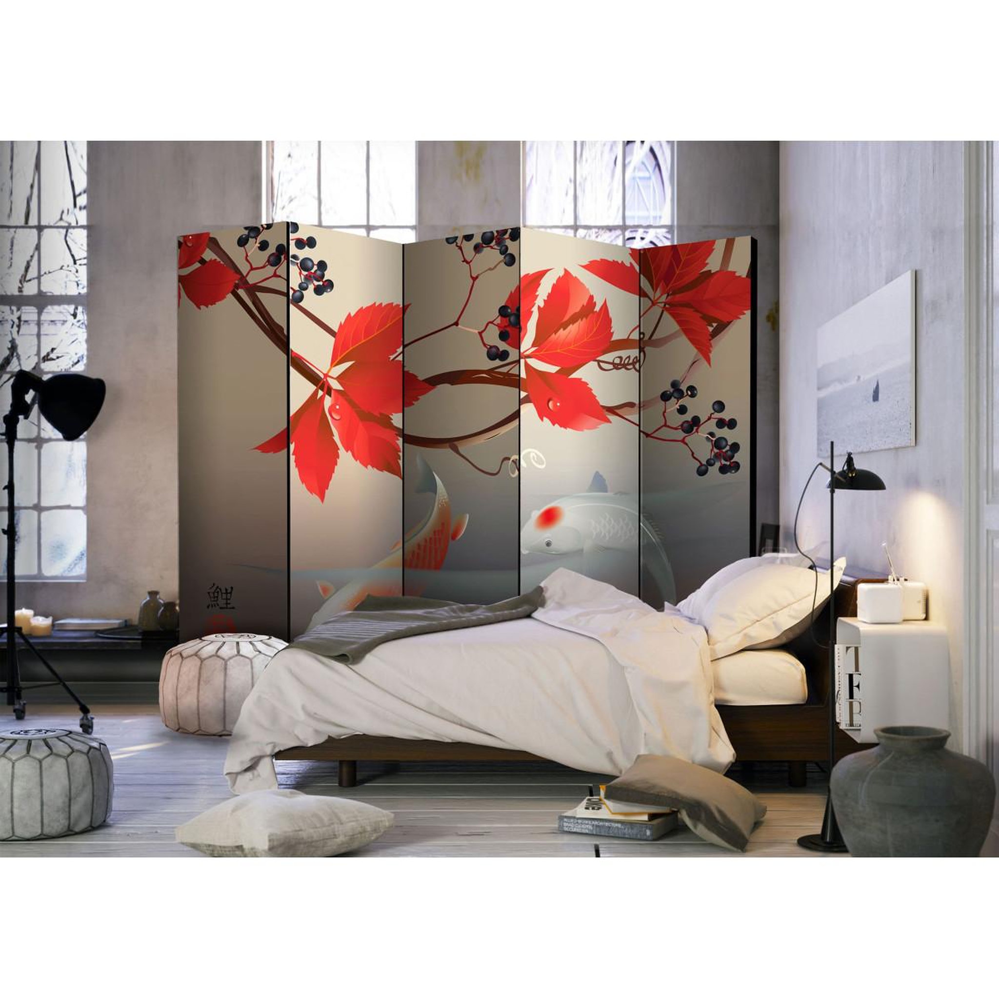 Voir la diapositive 2 : Paris Prix Paravent 5 volets  happy fish  172x225cm