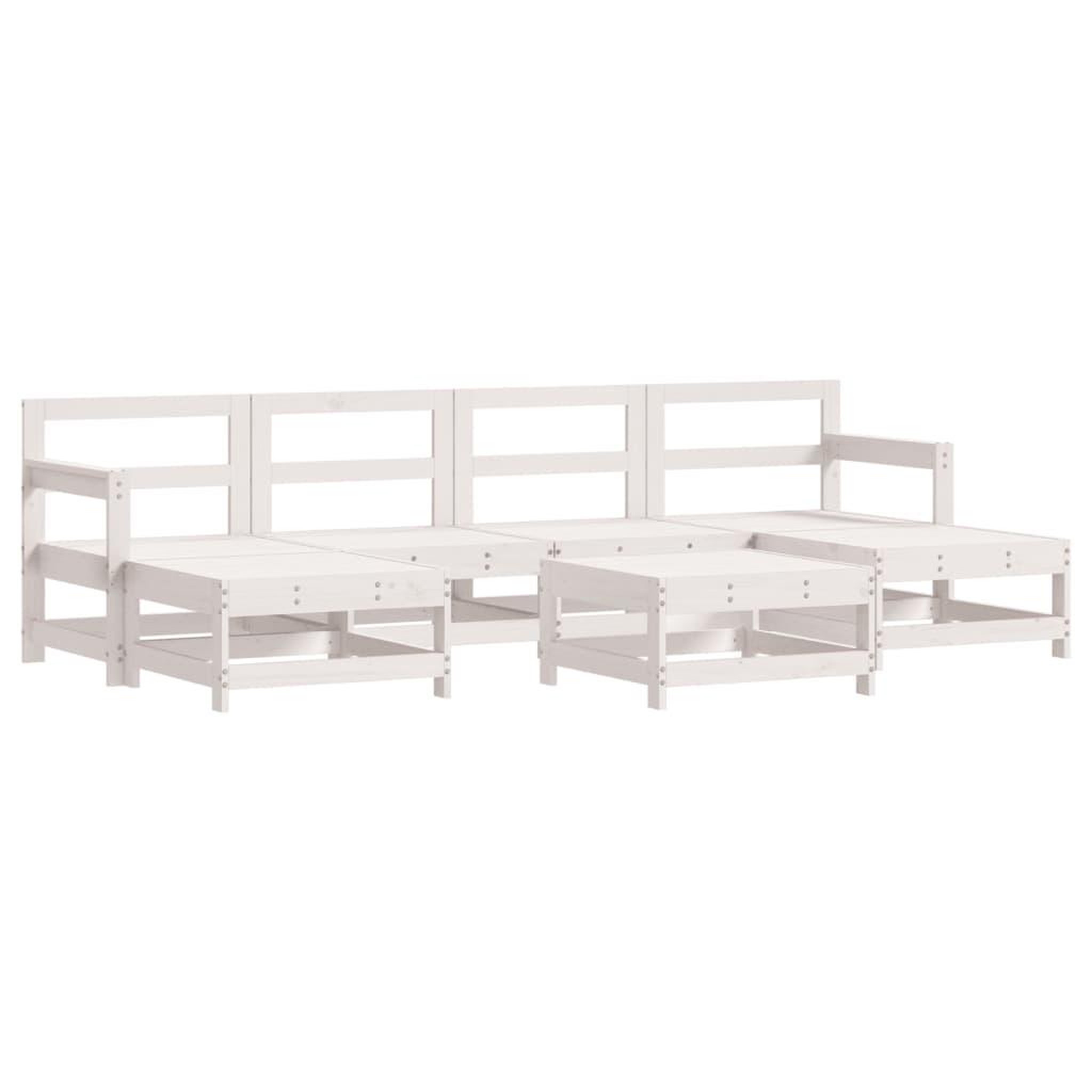 Voir la diapositive 2 : VIDAXL Salon de jardin 7 pcs Blanc Bois de pin massif