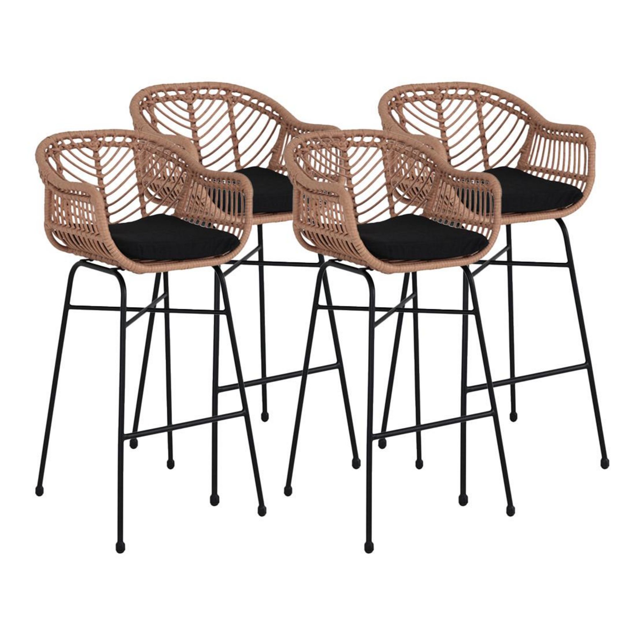LISA DESIGN Rosano - lot de 4 tabourets - effet rotin - couleur bois et ...