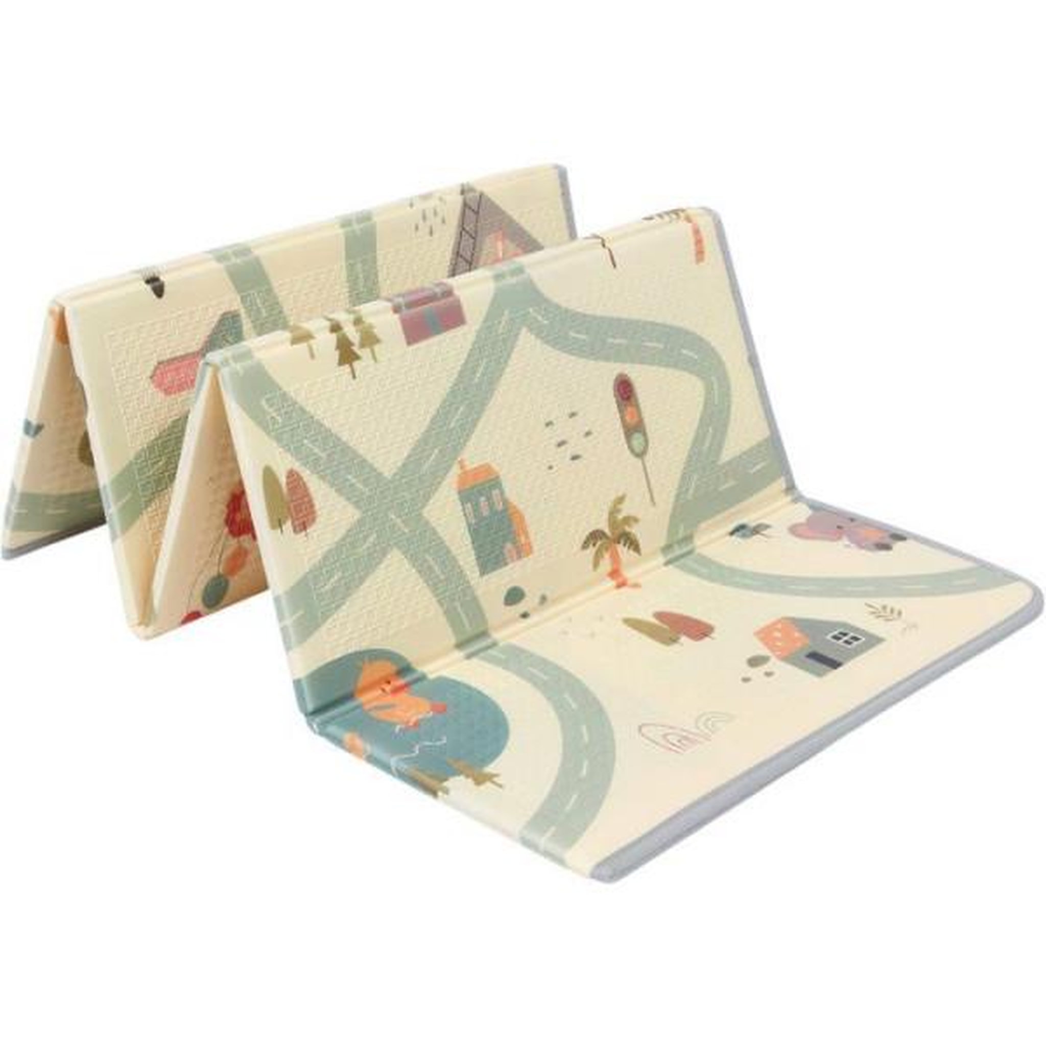 Voir la diapositive 6 : TINEO Maxi tapis d'éveil - TINEO - Réversible - 150 x 180 cm - Face animaux / Face circuit de voiture