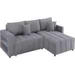 Habitat et Jardin Canapé d'angle convertible tissu chenille 3 places -  Trocadero  - Gris