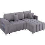 Habitat et Jardin Canapé d'angle convertible tissu chenille 3 places -  Trocadero  - Gris