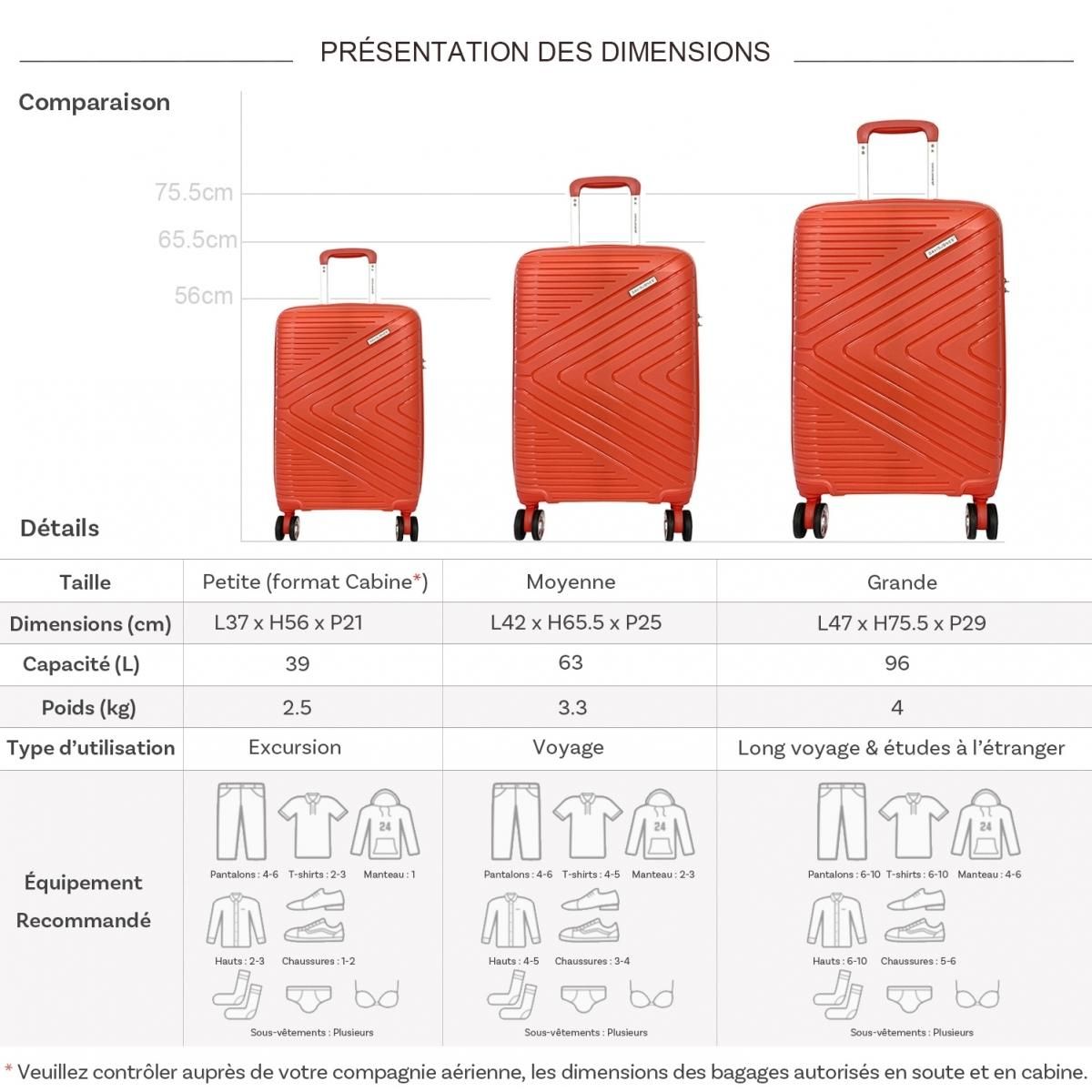 David Jones Lot 3 valises rigides dont 1 valise cabine TSA