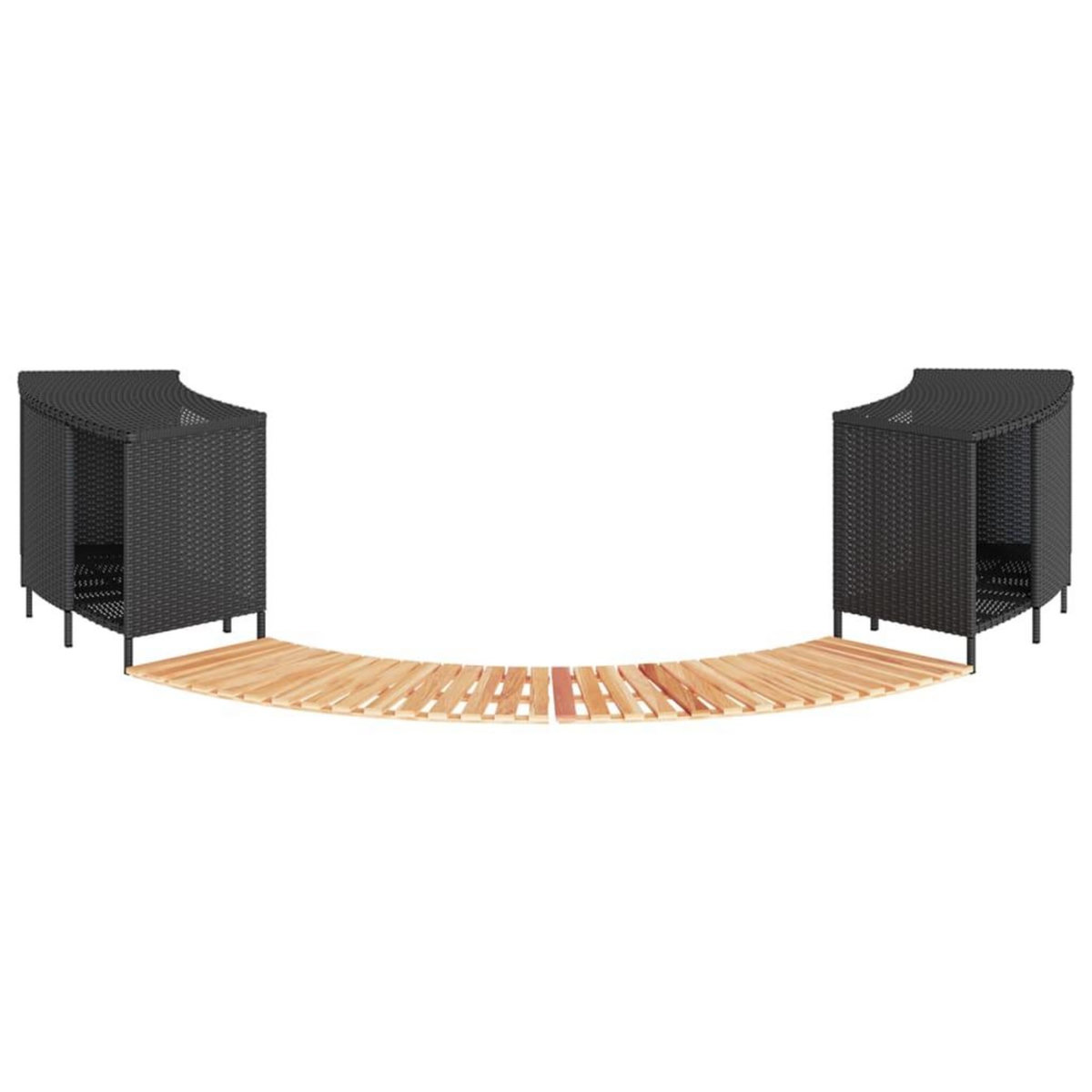 VIDAXL Cadre de bain a remous noir resine tressee bois massif d'acacia