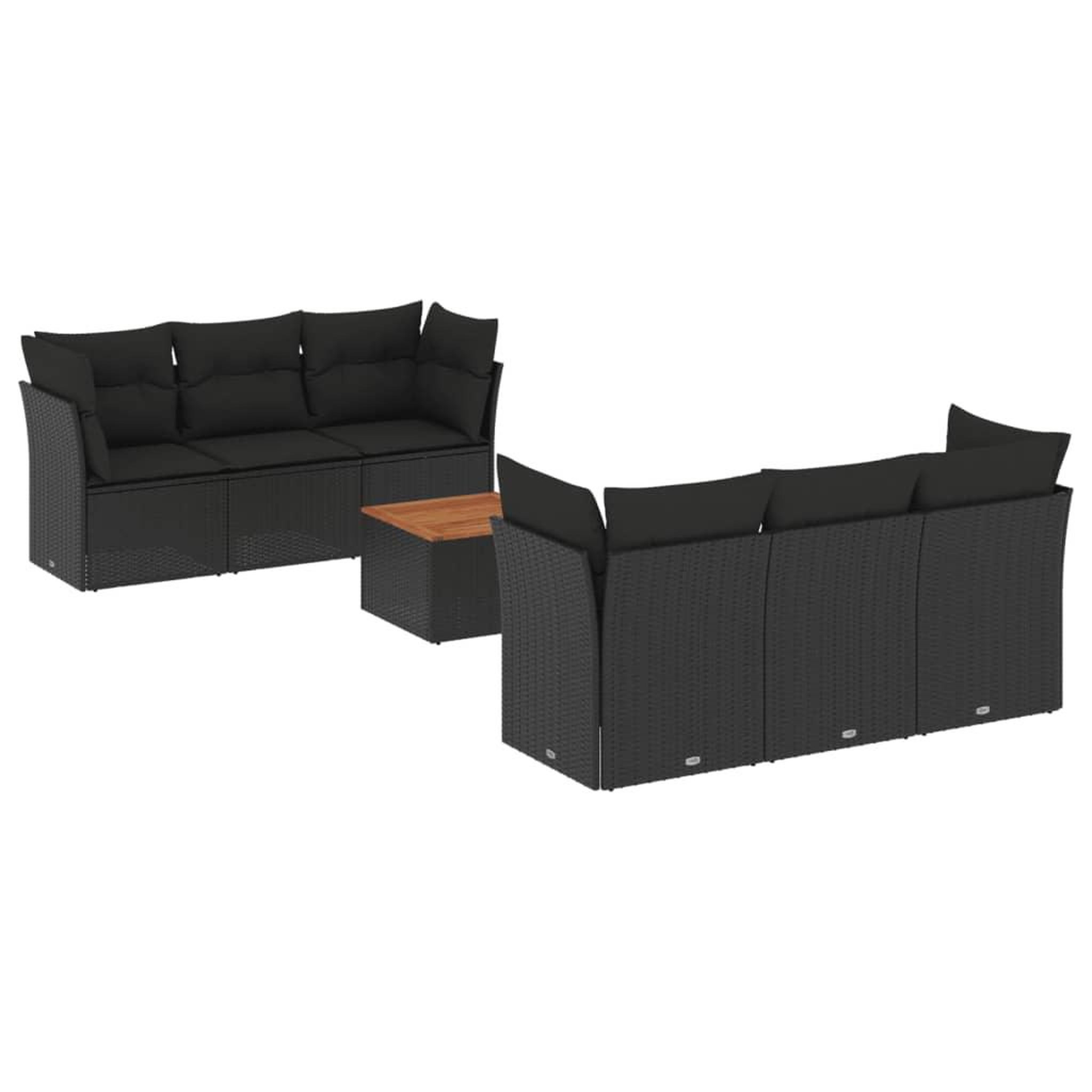 Voir la diapositive 2 : VIDAXL Salon de jardin 7 pcs avec coussins noir resine tressee