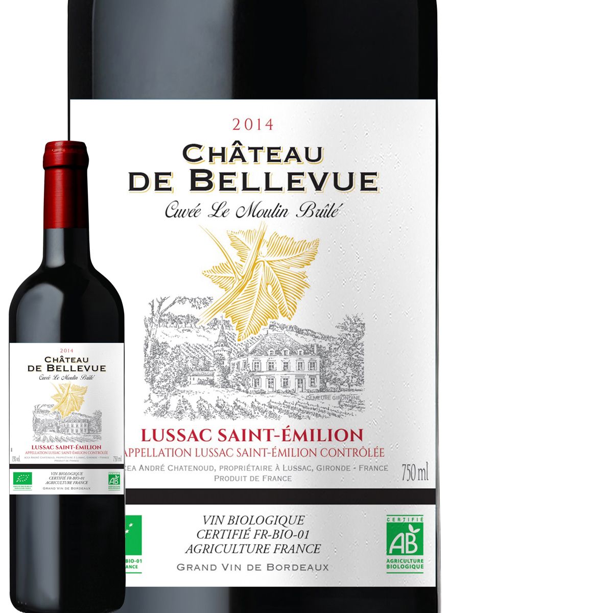 Château de Bellevue Lussac Saint Emilion Bio Cuvée La Moulin Brûlé Rouge 2014