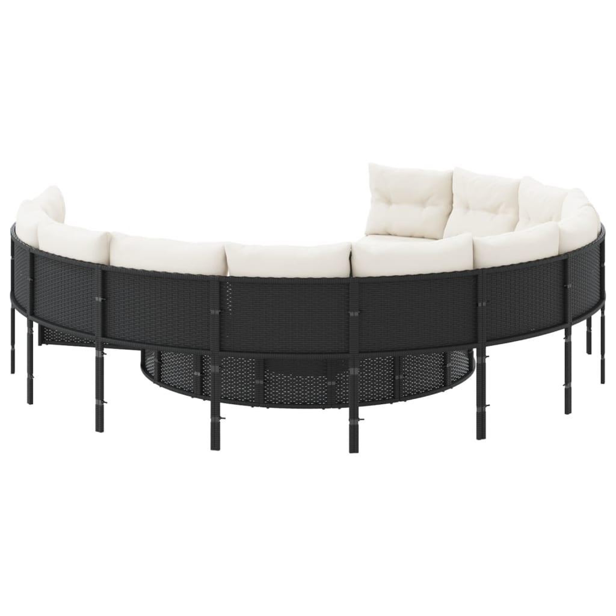Voir la diapositive 5 : VIDAXL Canape de jardin avec coussins rond noir resine tressee