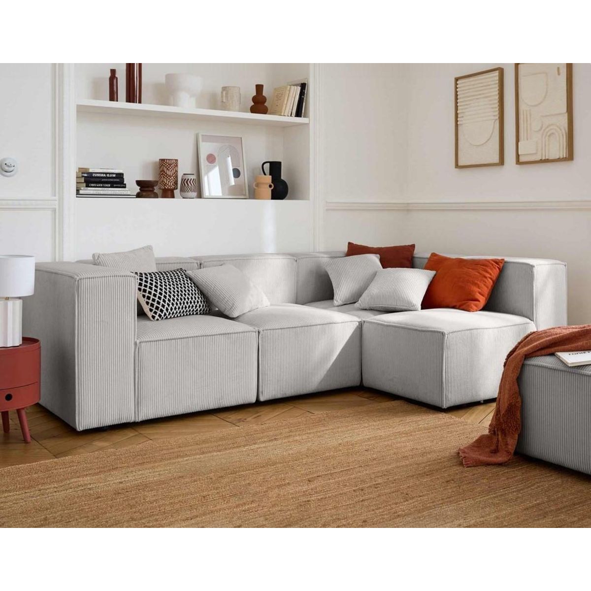 LISA DESIGN Arty - canapé modulable d'angle droit 4 places - en velours côtelé