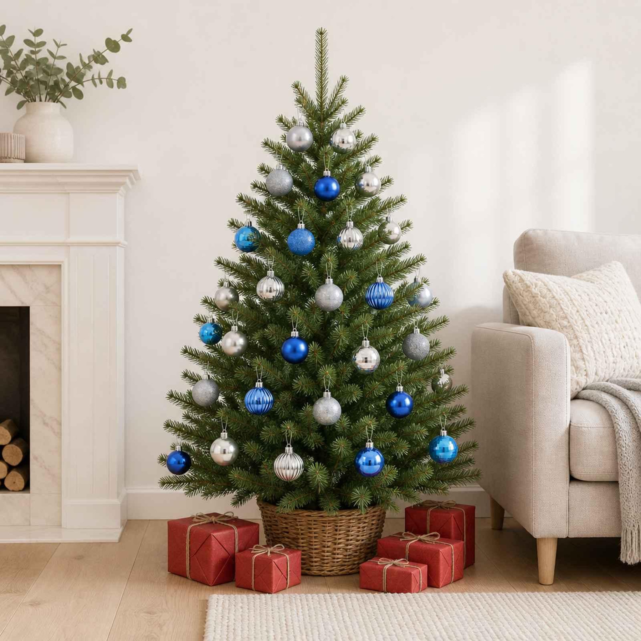 Voir la diapositive 2 : VIDAXL Ensemble de boules de Noël 100 pc Bleu et argente 4 cm