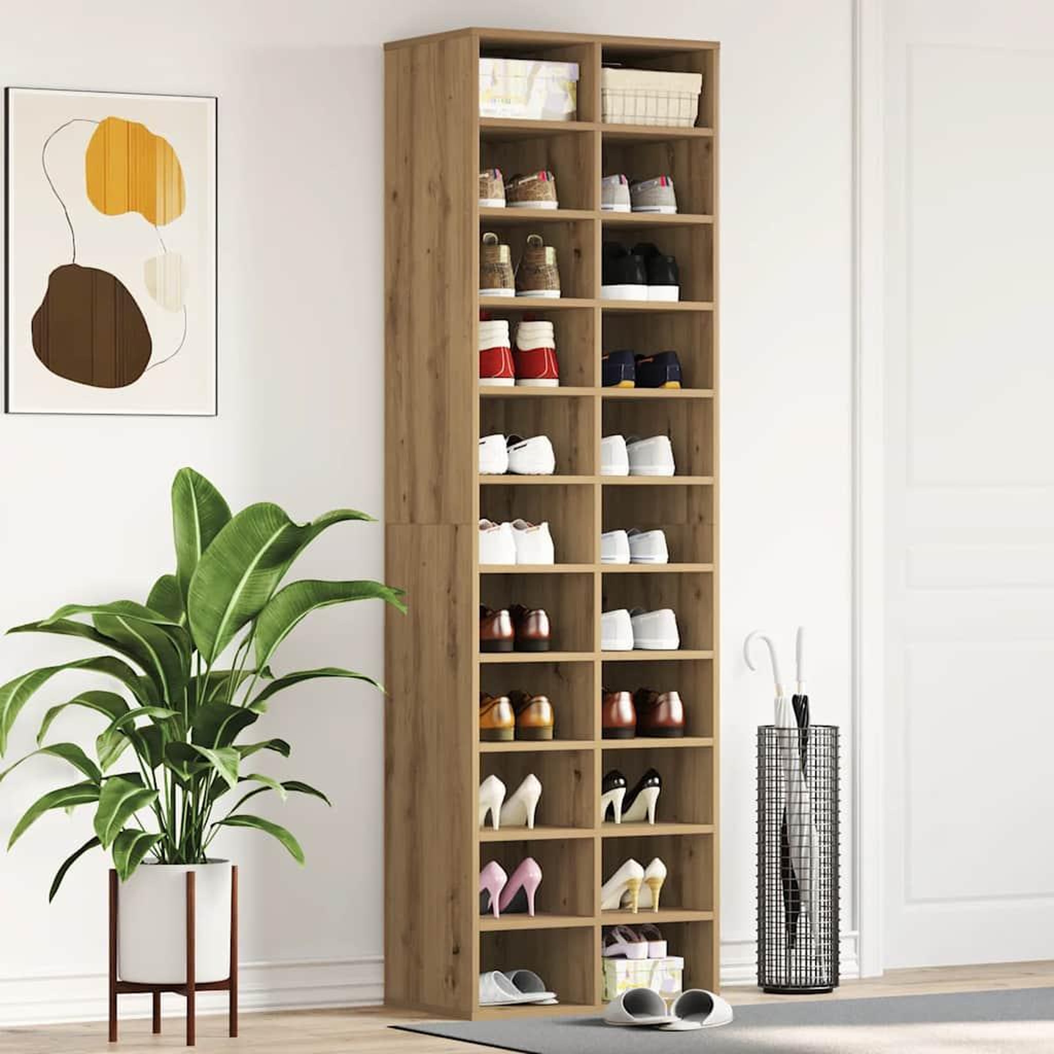 Voir la diapositive 3 : VIDAXL Meuble a chaussures chene artisanal 54x34x183cm bois ingenierie