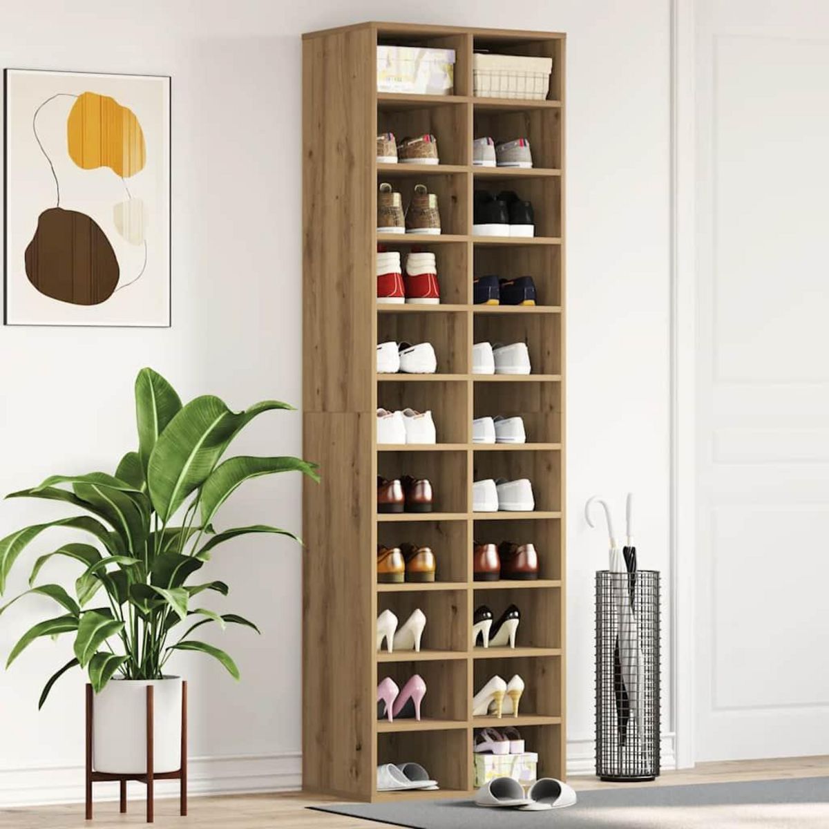 VIDAXL Meuble a chaussures chene artisanal 54x34x183cm bois ingenierie