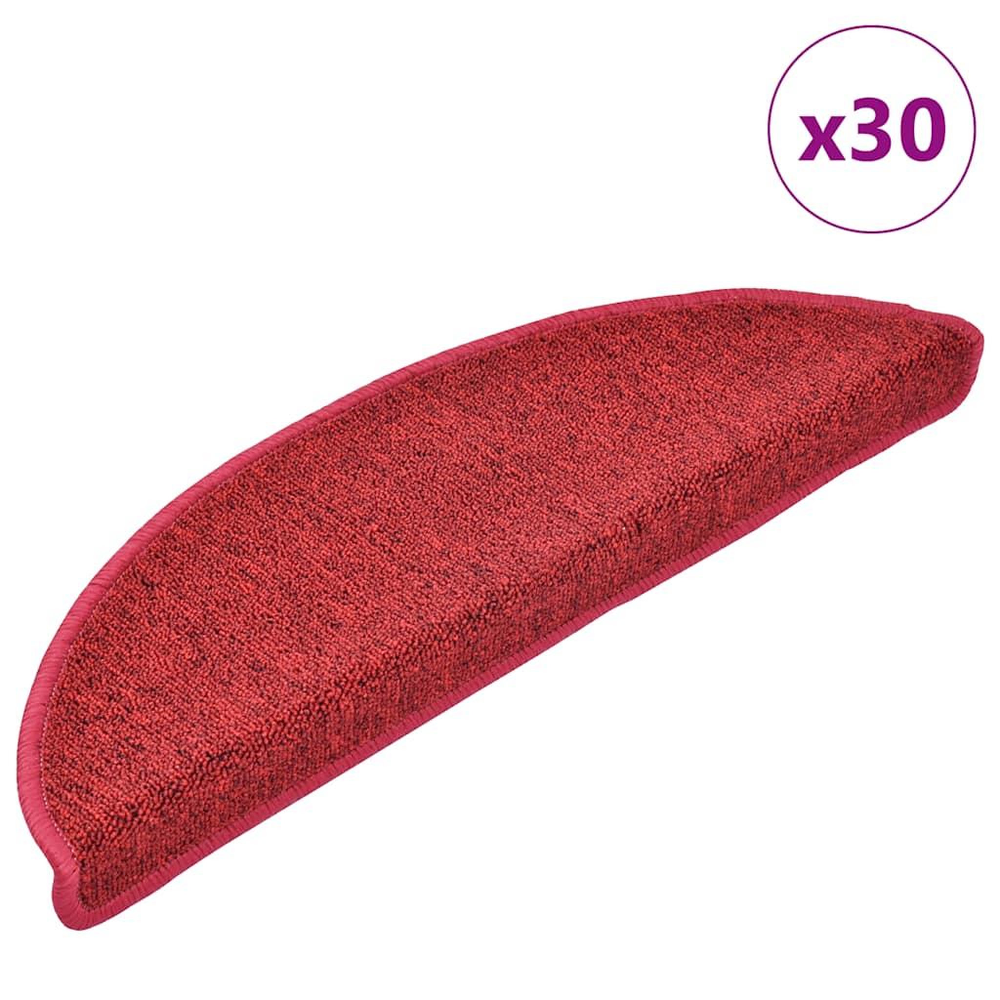 VIDAXL Tapis d'escalier 30 pcs rouge bordeaux 56x17x3 cm