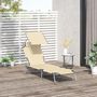 Voir la diapositive 2 : OUTSUNNY Transat bain de soleil pliable grand confort dossier et pare-soleil réglable multi-positions beige