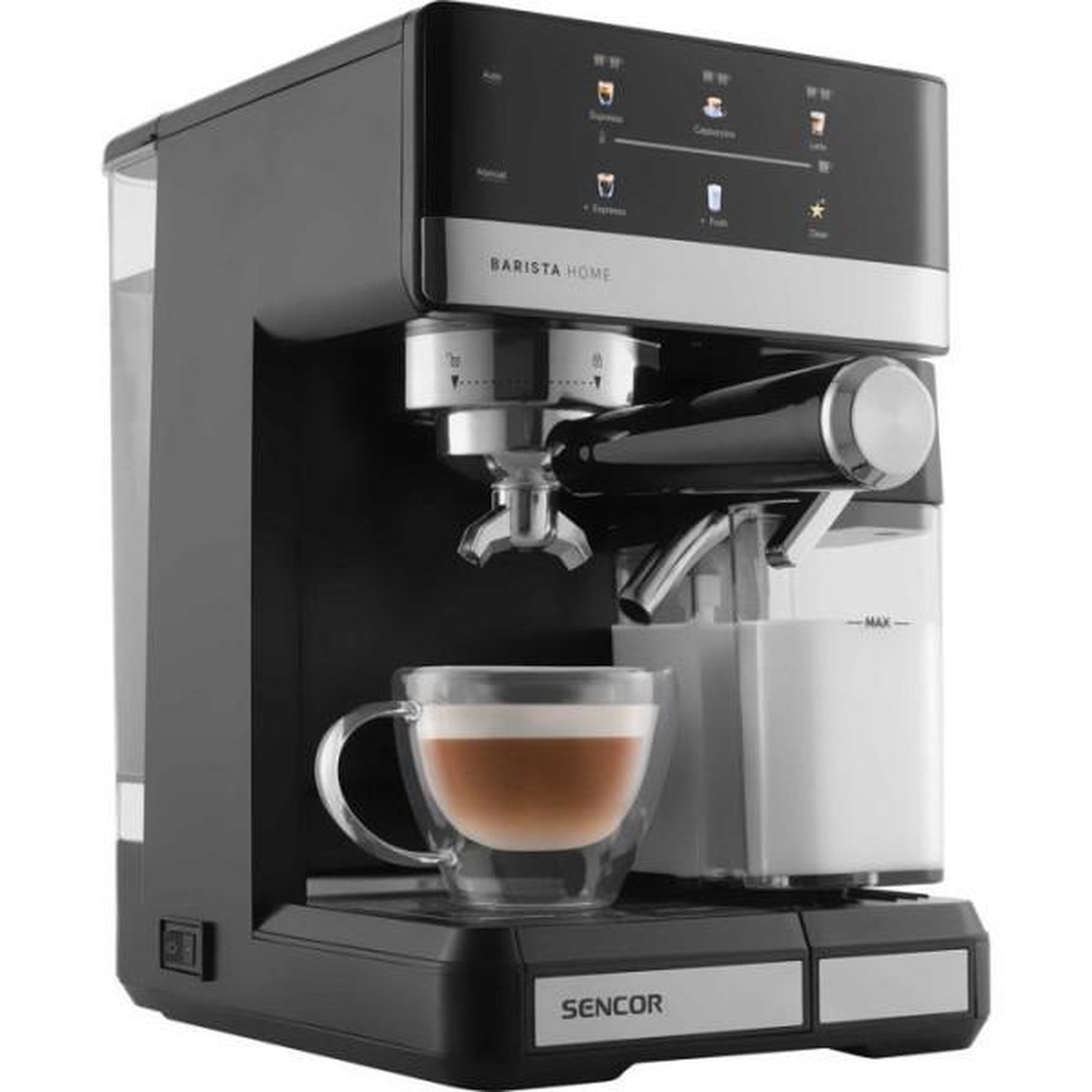 Voir la diapositive 6 : MARKET24 Machine a Cafe  a expresso Sencor SES 4060BK - Cappuccino et latte automatiques - Réservoir lait 500 ml - 20 bars - Noire