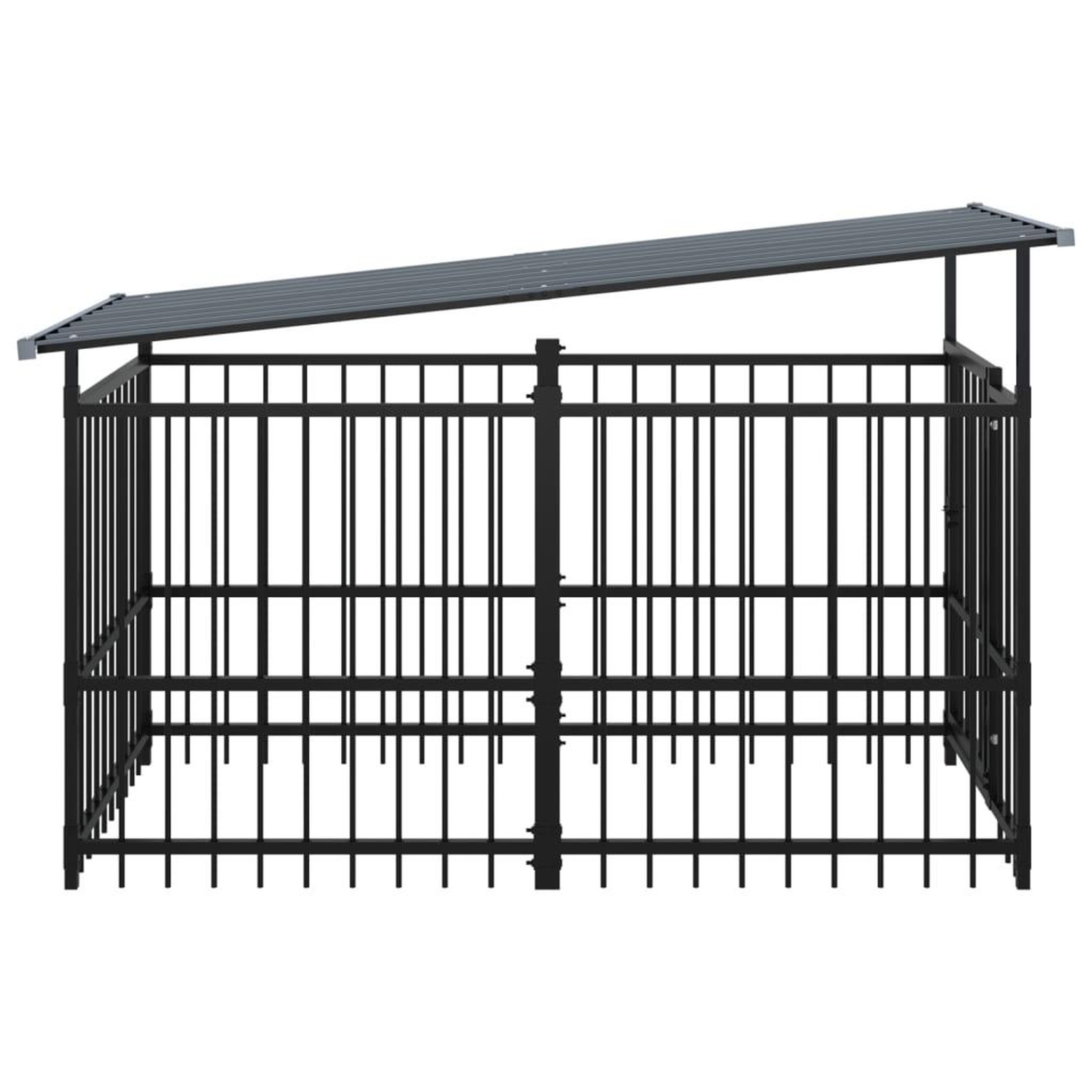 Voir la diapositive 4 : VIDAXL Chenil d'exterieur avec toit pour chiens Acier 1,88 m²