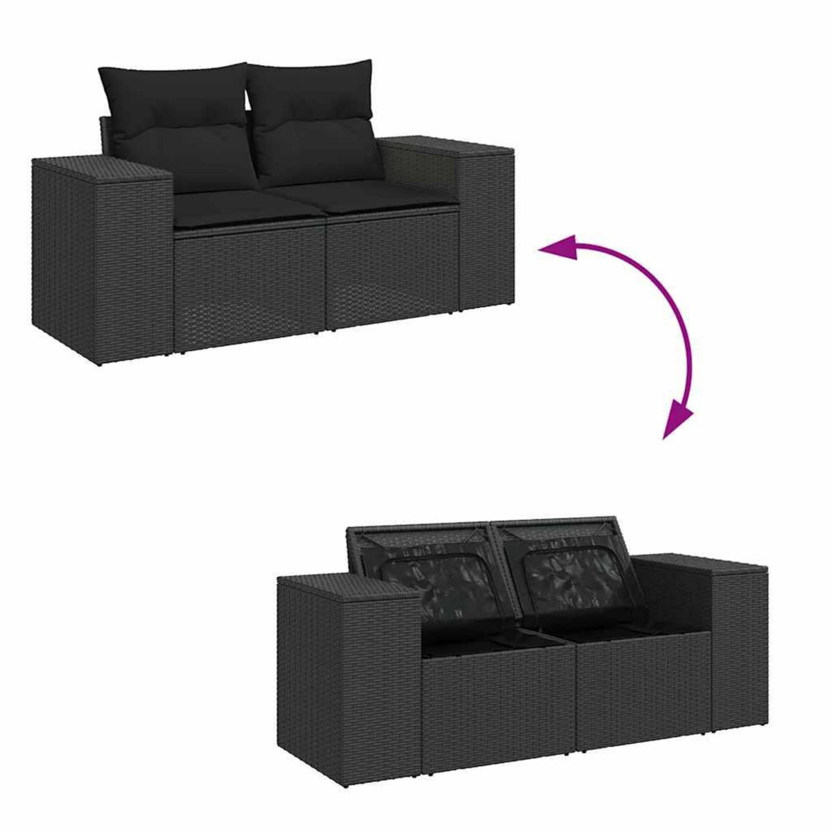 VIDAXL Salon de jardin 6 pcs avec coussins noir resine tressee