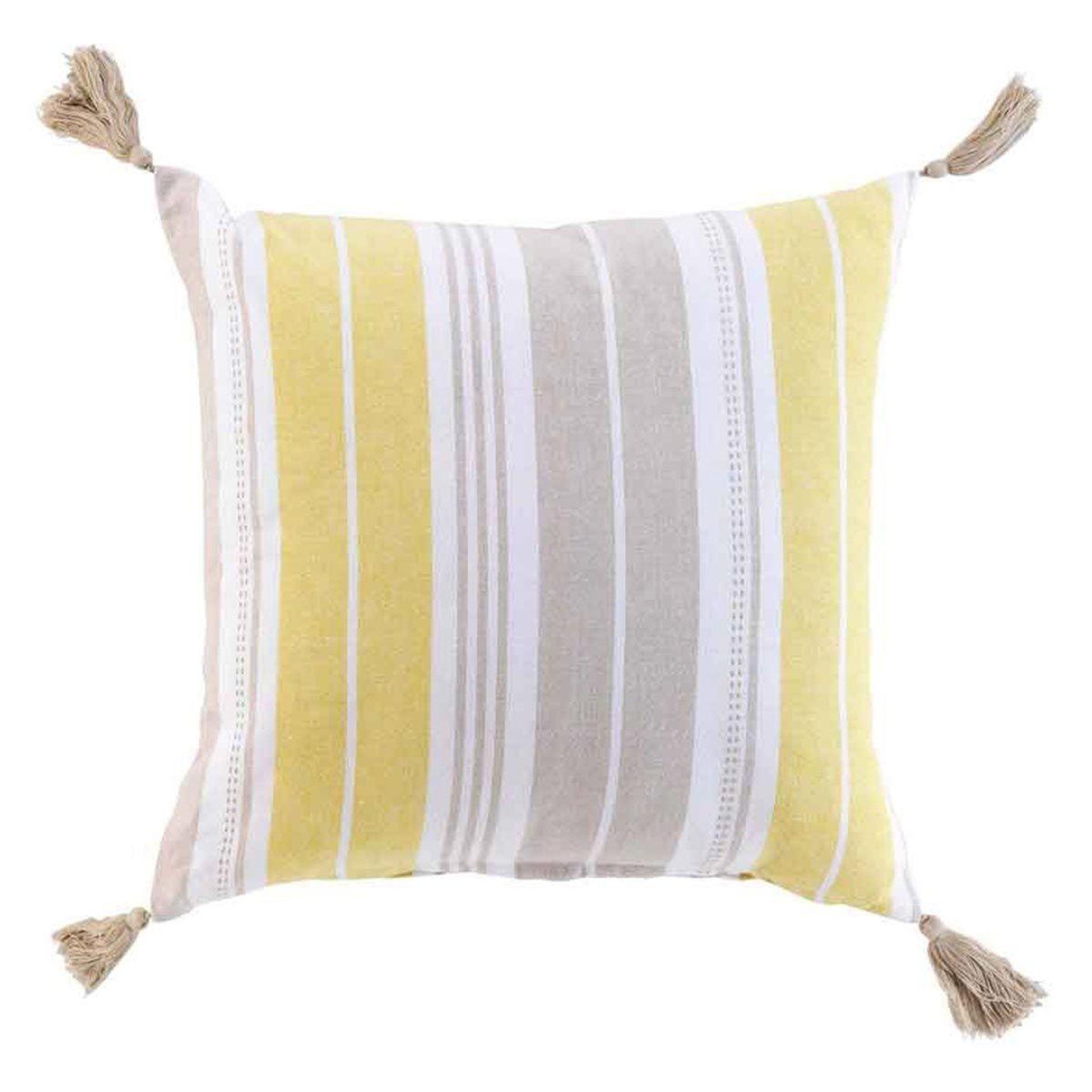 Douceur d'Intérieur Coussin tissé déco  naturaline  40x40cm jaune