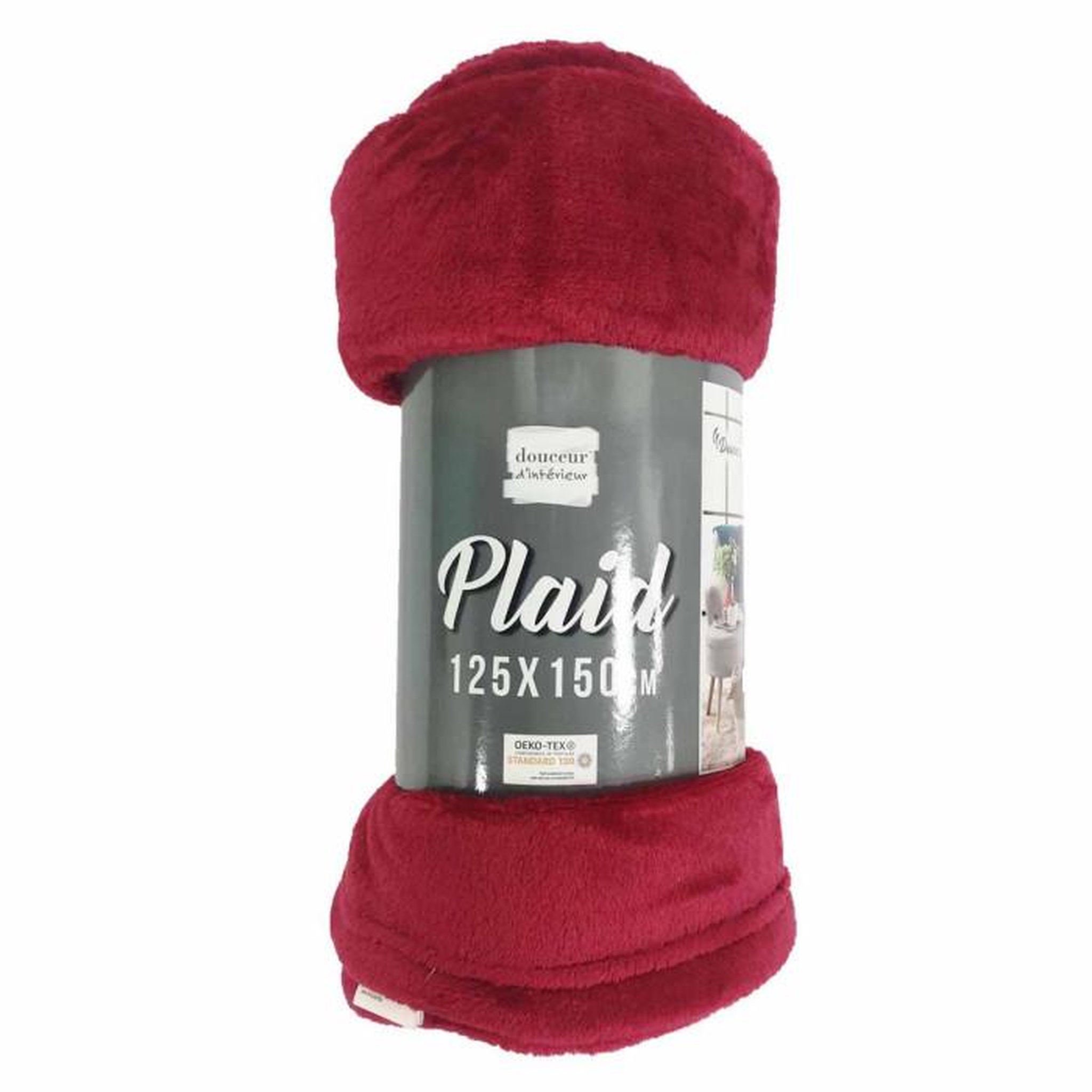 Voir la diapositive 3 : Paris Prix Plaid Uni en Flanelle  Flanou  125x150cm Carmin