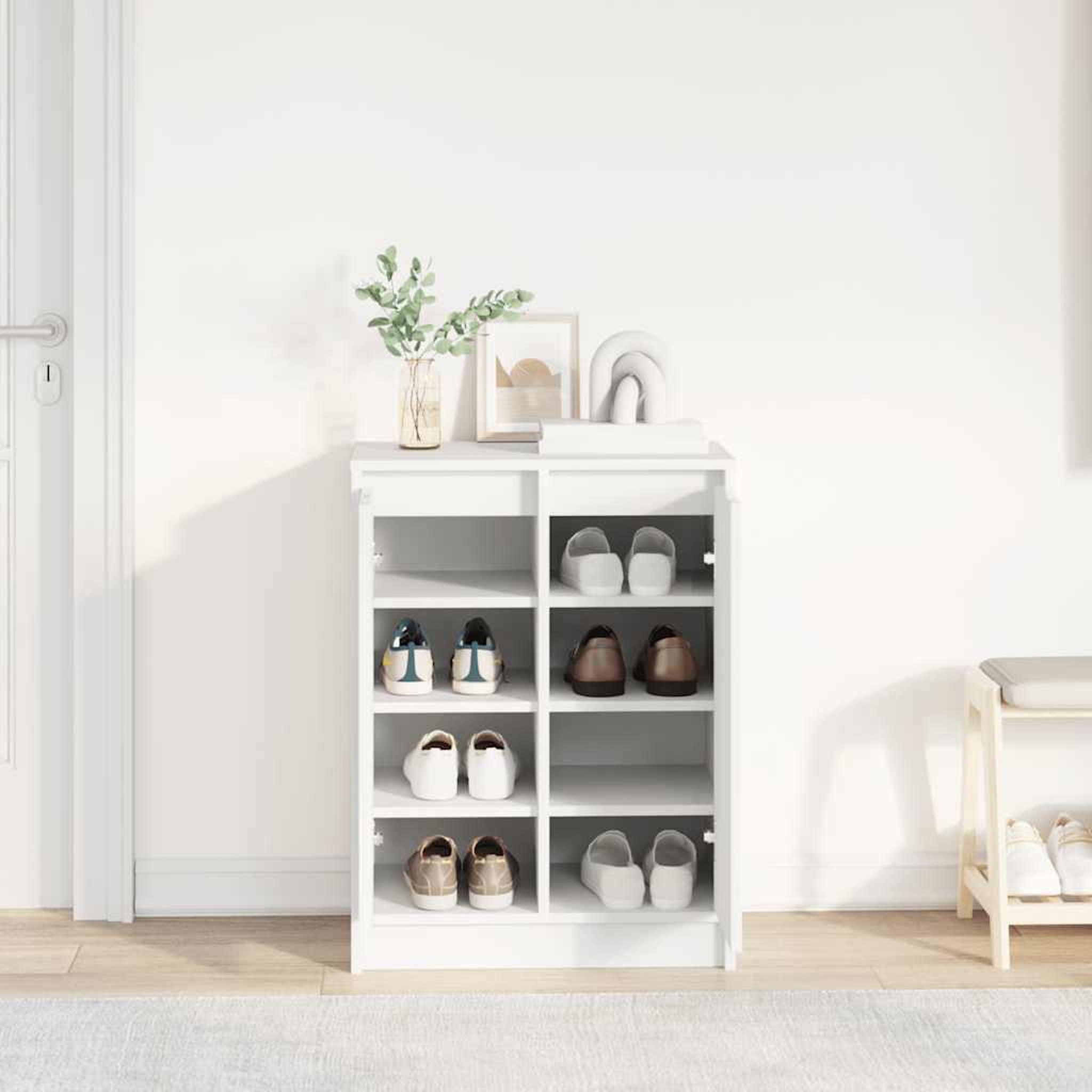 Voir la diapositive 3 : VIDAXL Armoire a chaussures blanc 57x34x76 cm bois d'ingenierie