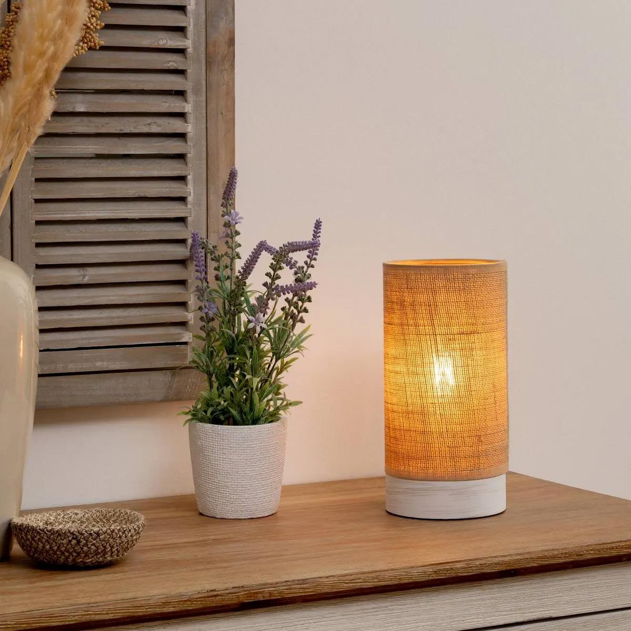 Voir la diapositive 4 : ATMOSPHERA Lampe à poser design  elva  27cm beige