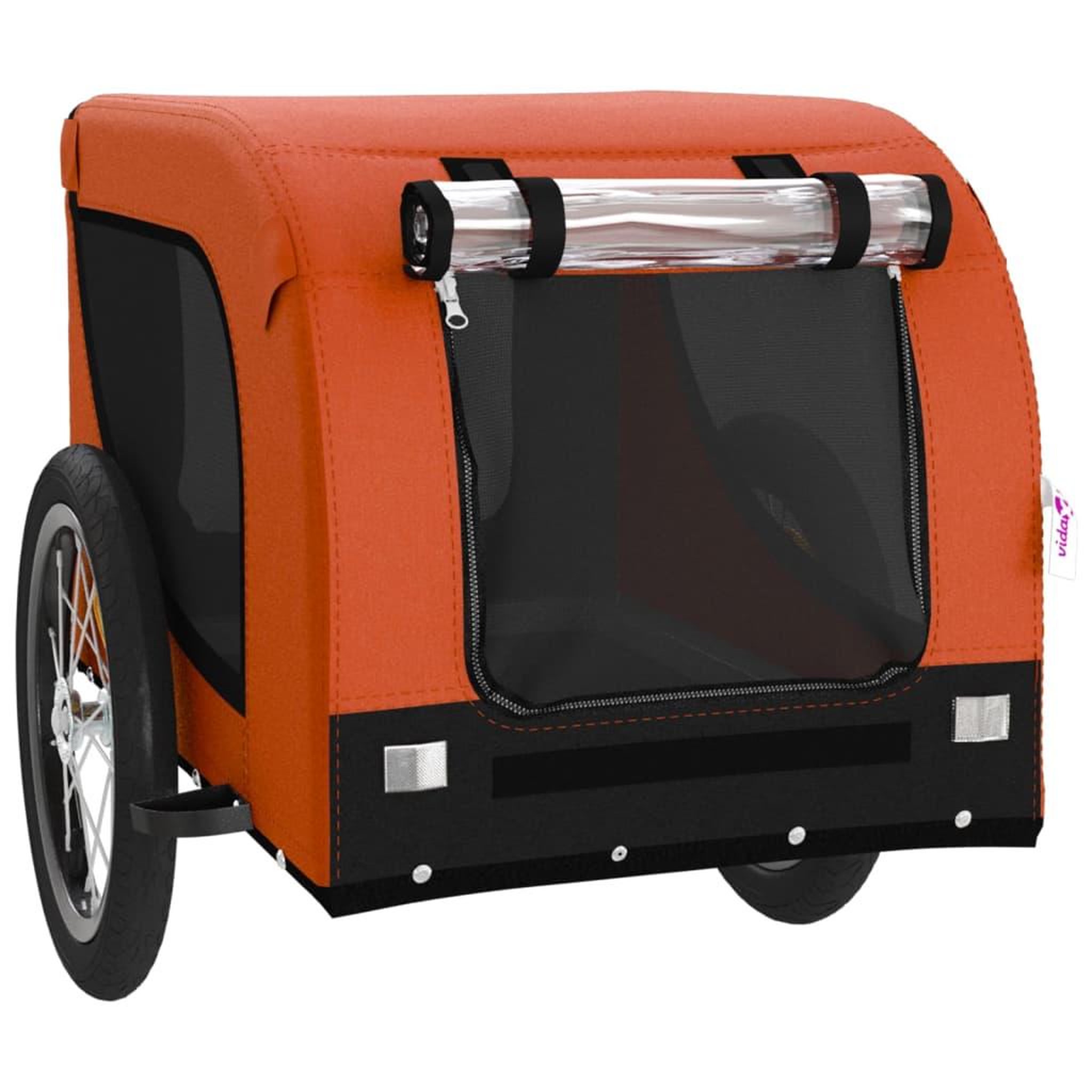 Voir la diapositive 4 : VIDAXL Remorque de velo pour animaux de compagnie orange et noir