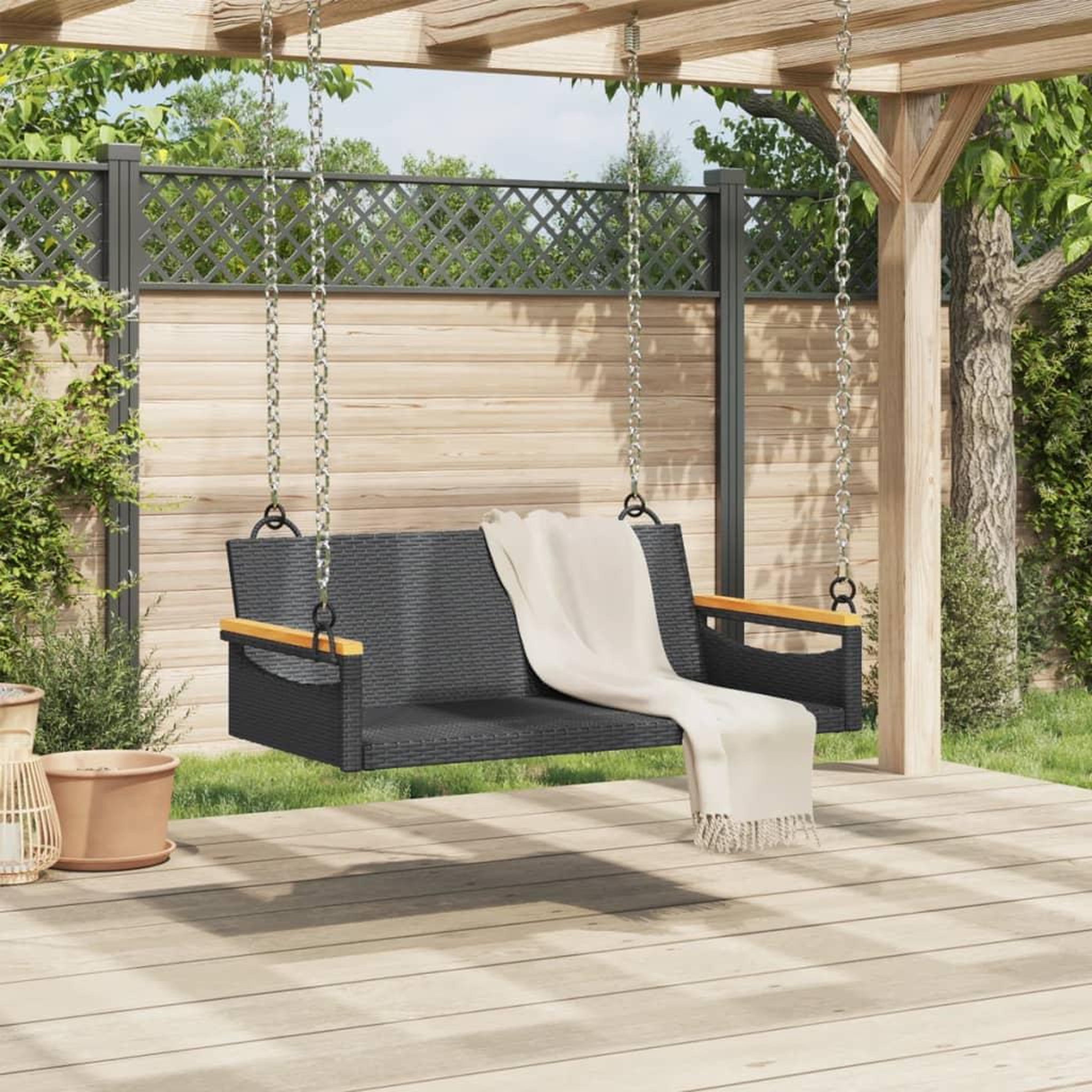 Voir la diapositive 3 : VIDAXL Balancelle noir 109x62x40 cm resine tressee