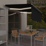 VIDAXL Auvent manuel retractable avec store et LED 4x3 m Anthracite