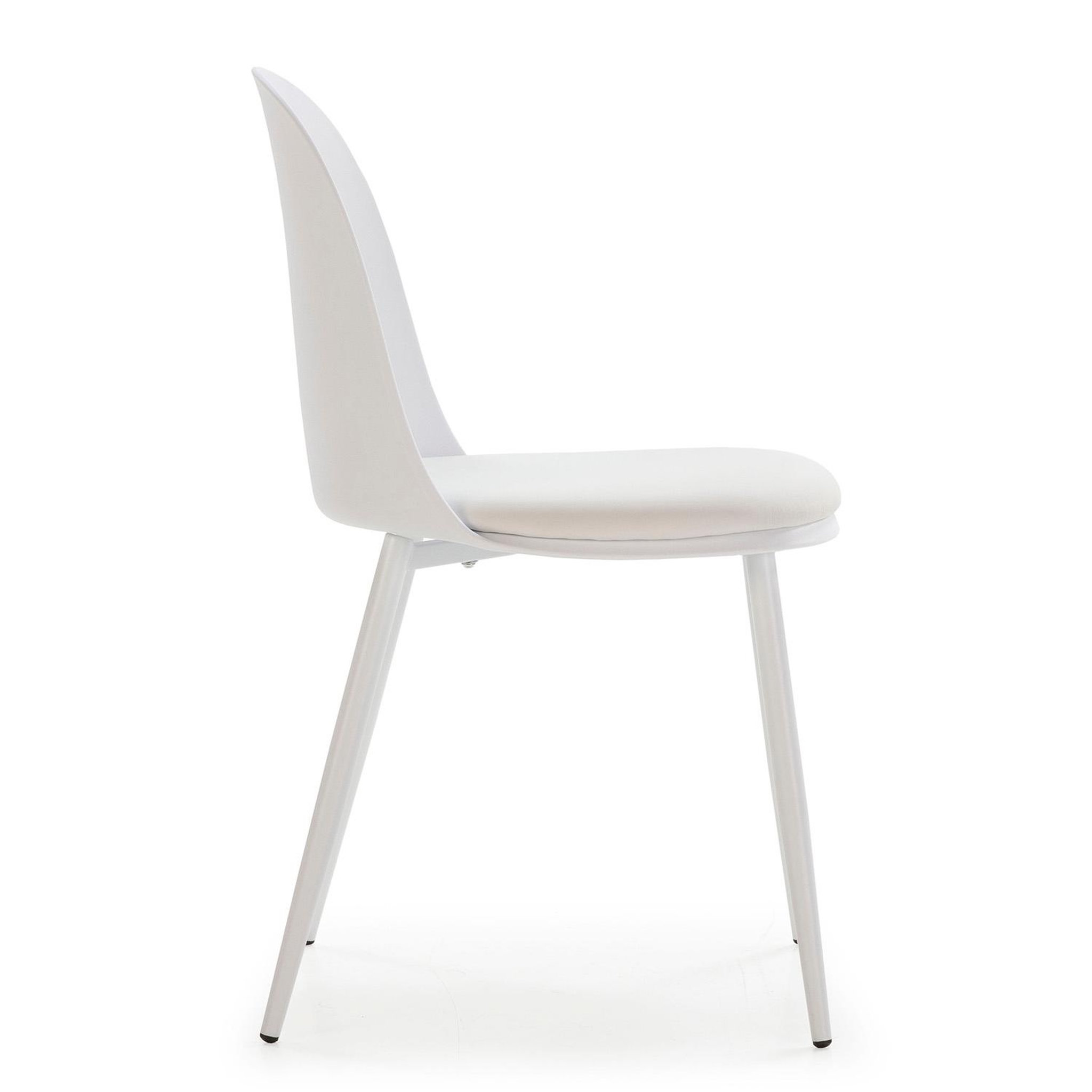 Voir la diapositive 3 : VS VENTA-STOCK Lot de 4 chaises Kana blanches, pieds en métal et assise rembourrée
