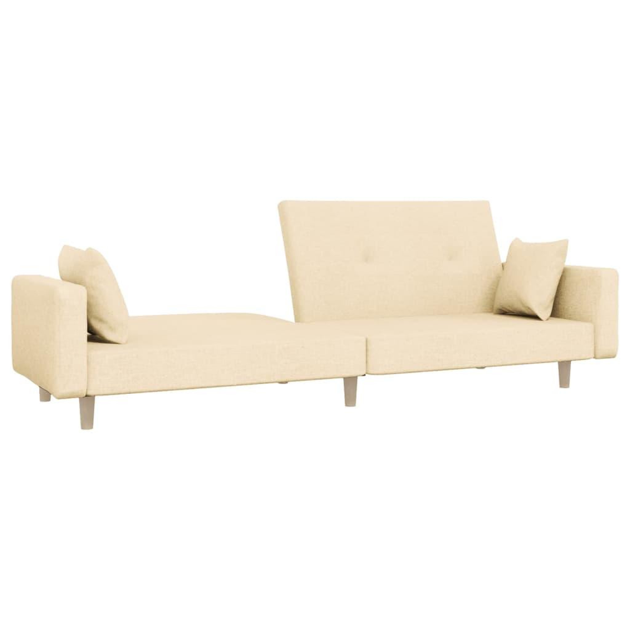 Voir la diapositive 4 : VIDAXL Canape-lit a 2 places avec deux oreillers creme tissu