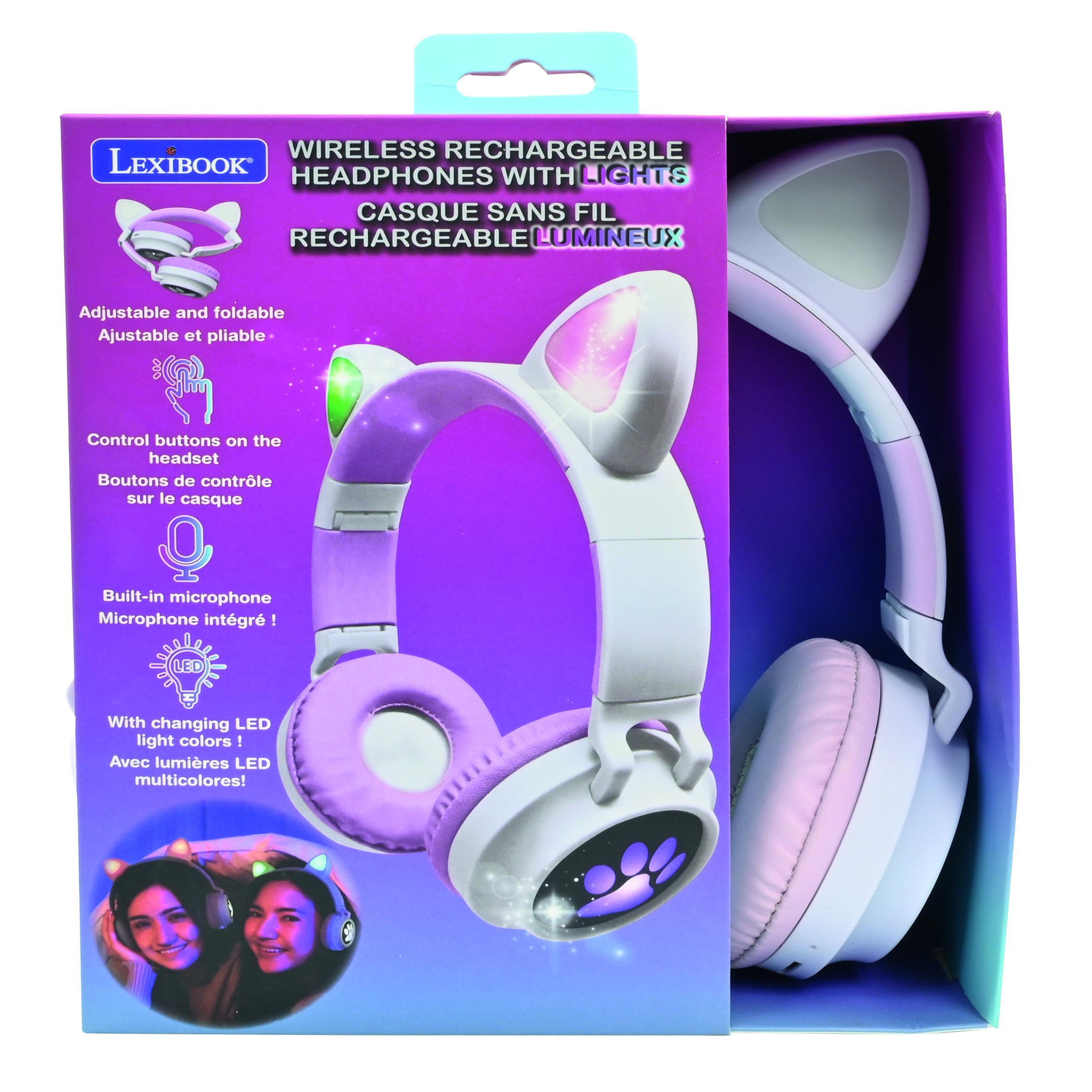 Voir la diapositive 6 : Lexibook Casque sans fil rechargeable lumineux avec oreilles de chat