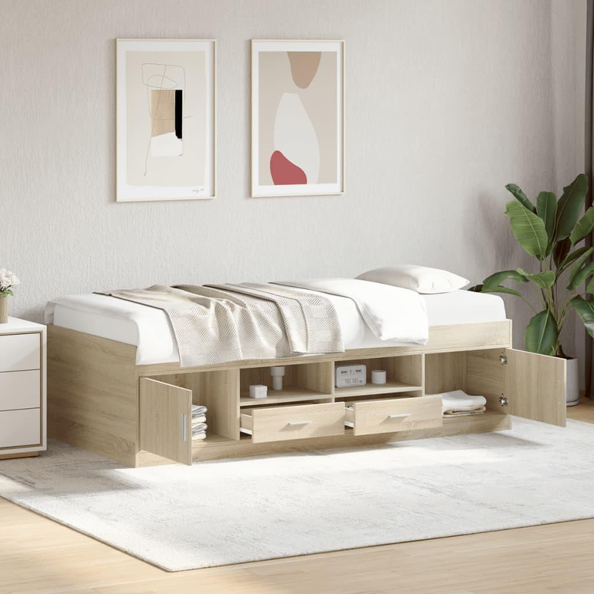 VIDAXL Lit de jour avec tiroirs sans matelas chene sonoma 75x190 cm