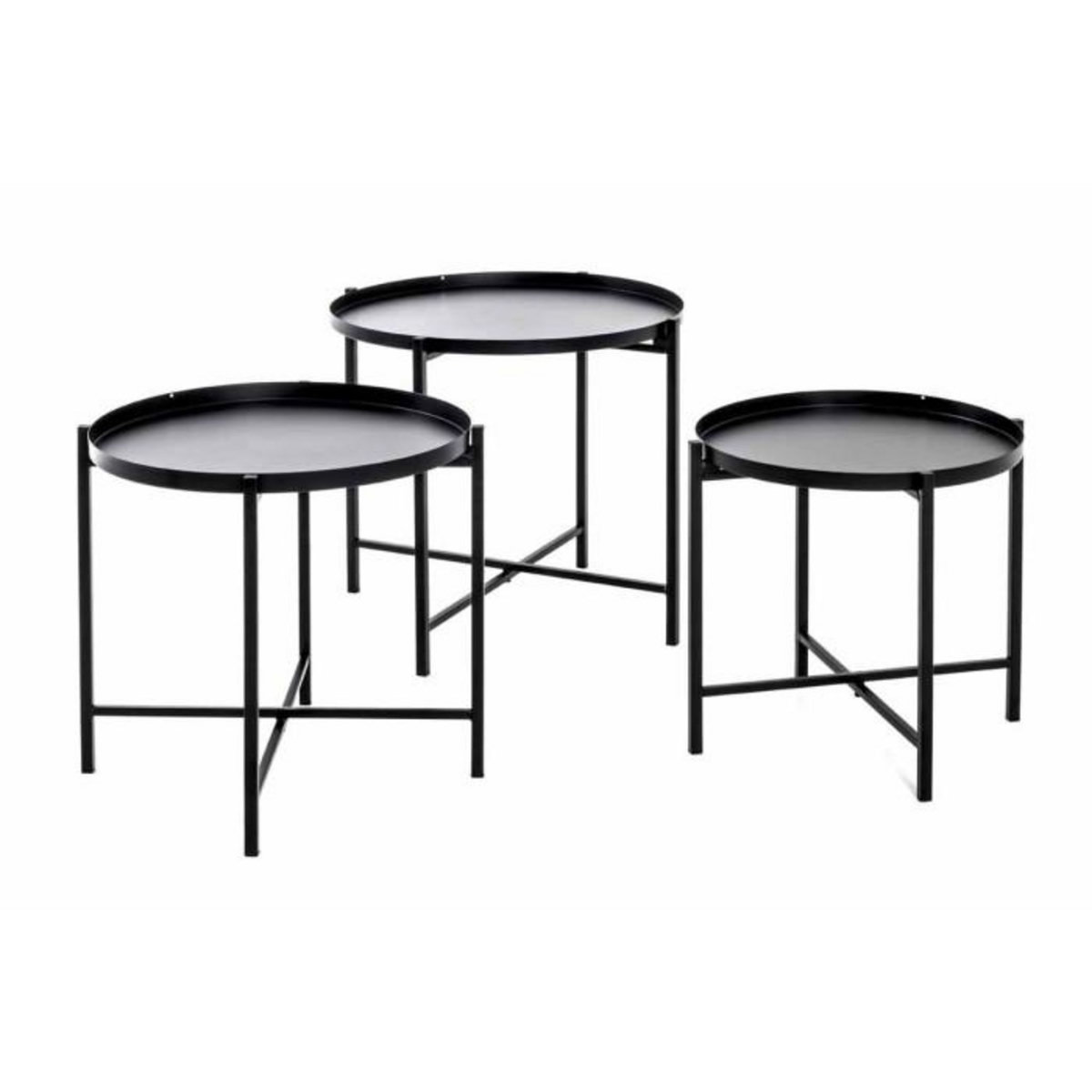 Paris Prix Lot de 3 Tables d'Appoint Design  Kwami  48cm Noir