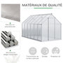 Voir la diapositive 4 : OUTSUNNY Serre de jardin aluminium polycarbonate 7,12 m² dim. 3,75L x 1,9l x 2H m lucarne réglable fondation porte coulissante