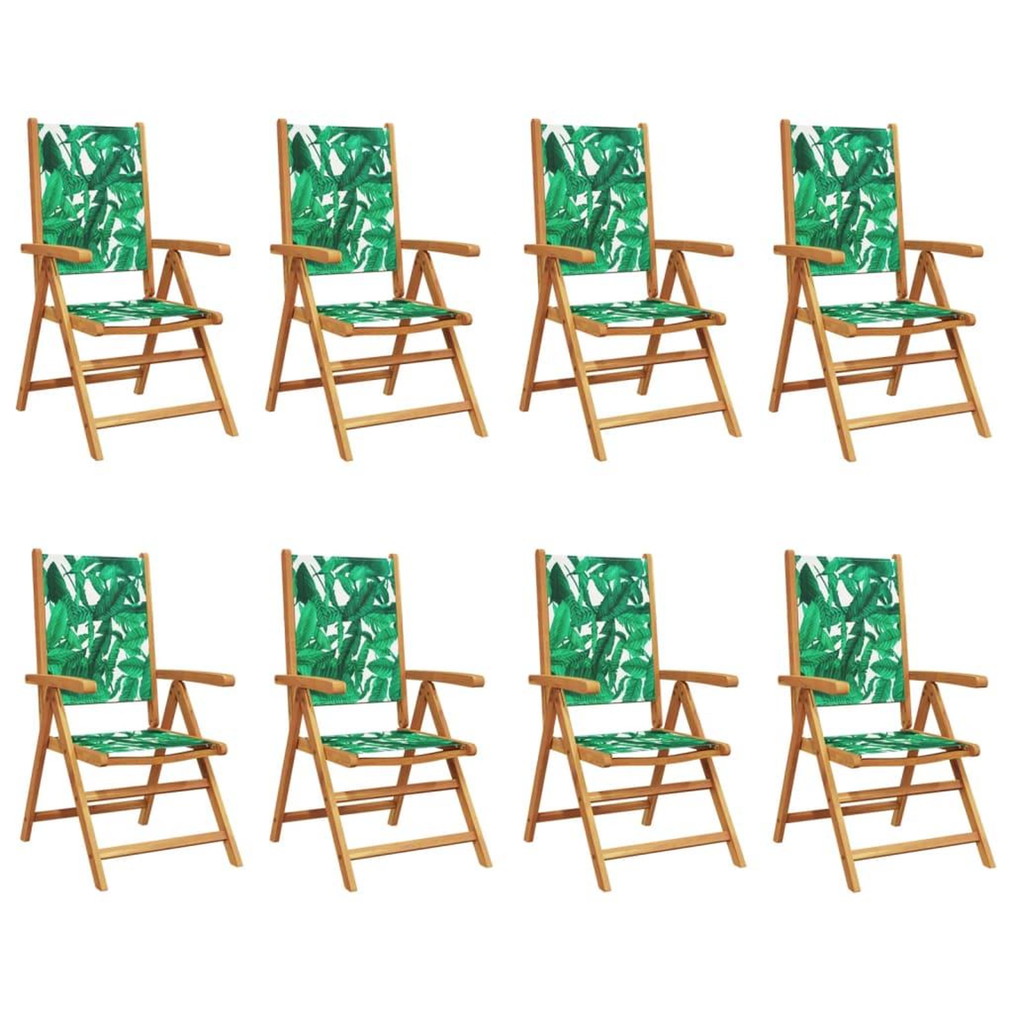 Voir la diapositive 2 : VIDAXL Chaises inclinables de jardin lot de 8 vert tissu bois massif
