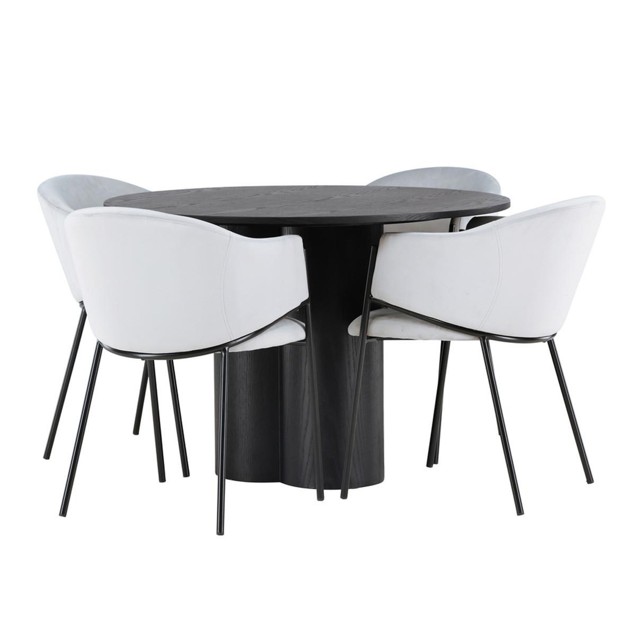 Paris Prix Ensemble table à manger & 4 chaises  olivia & evelina  110cm noir & gris