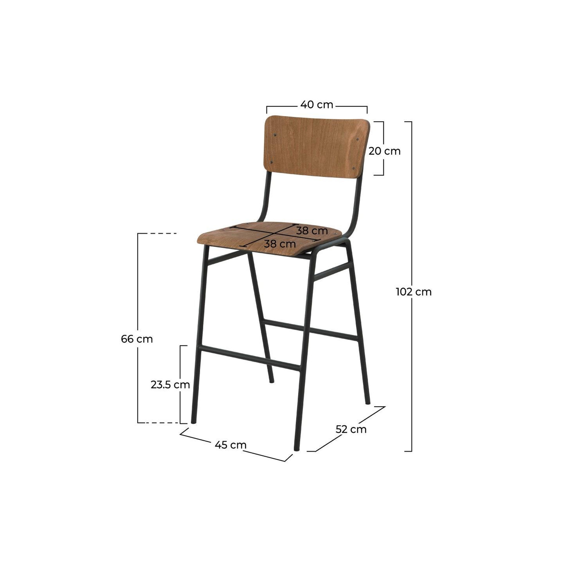 Voir la diapositive 4 : MAISON PAVANE Lot de 2 chaises pour îlot central 66 cm en bois foncé-clem