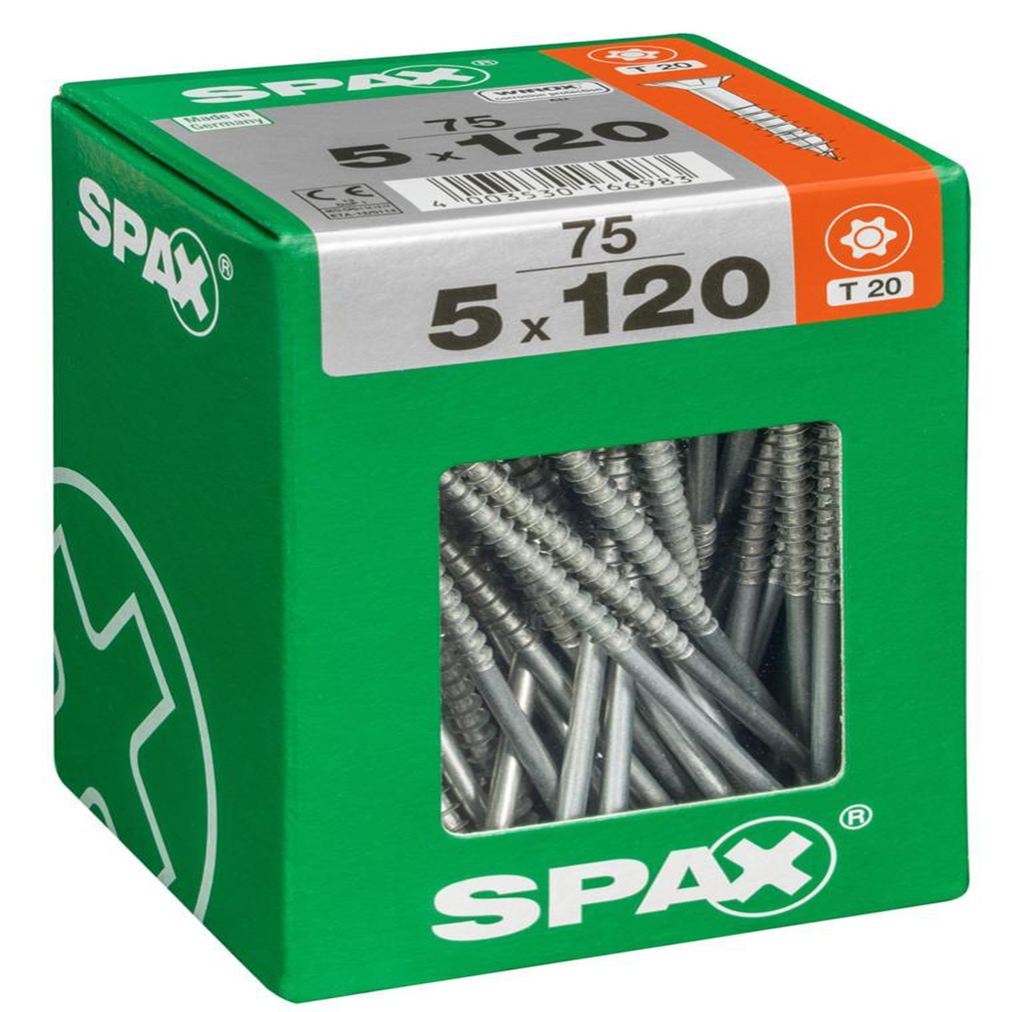 CENTRALE BRICO Lot de 75 vis acier tête plate SPAX, Diam.5 mm x L.120 mm